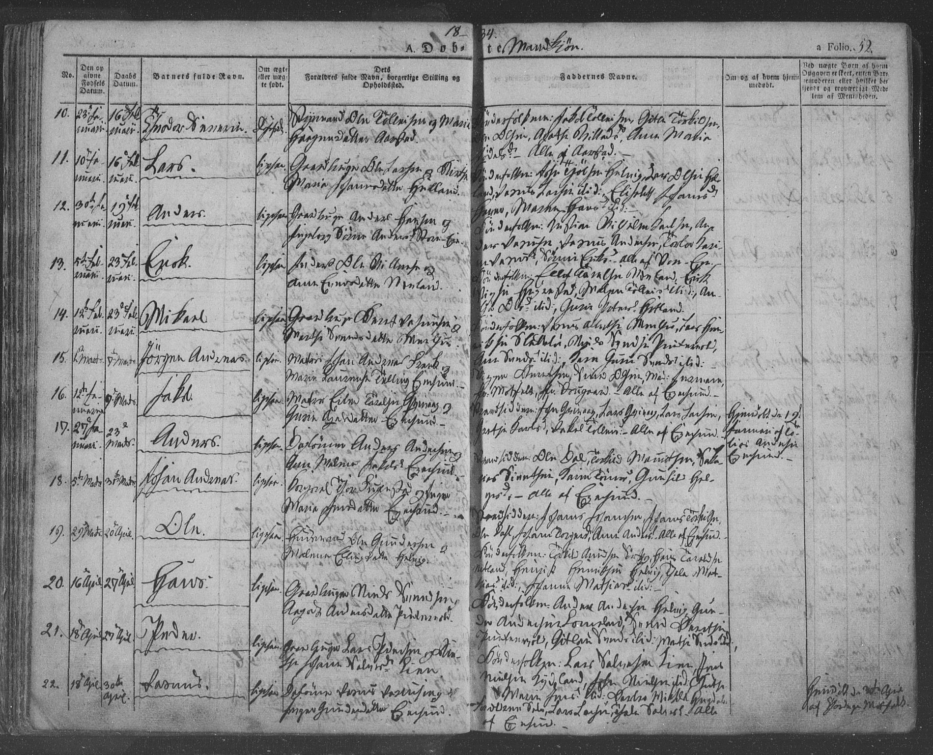 Eigersund sokneprestkontor, AV/SAST-A-101807/S08/L0009: Parish register (official) no. A 9, 1827-1850, p. 52