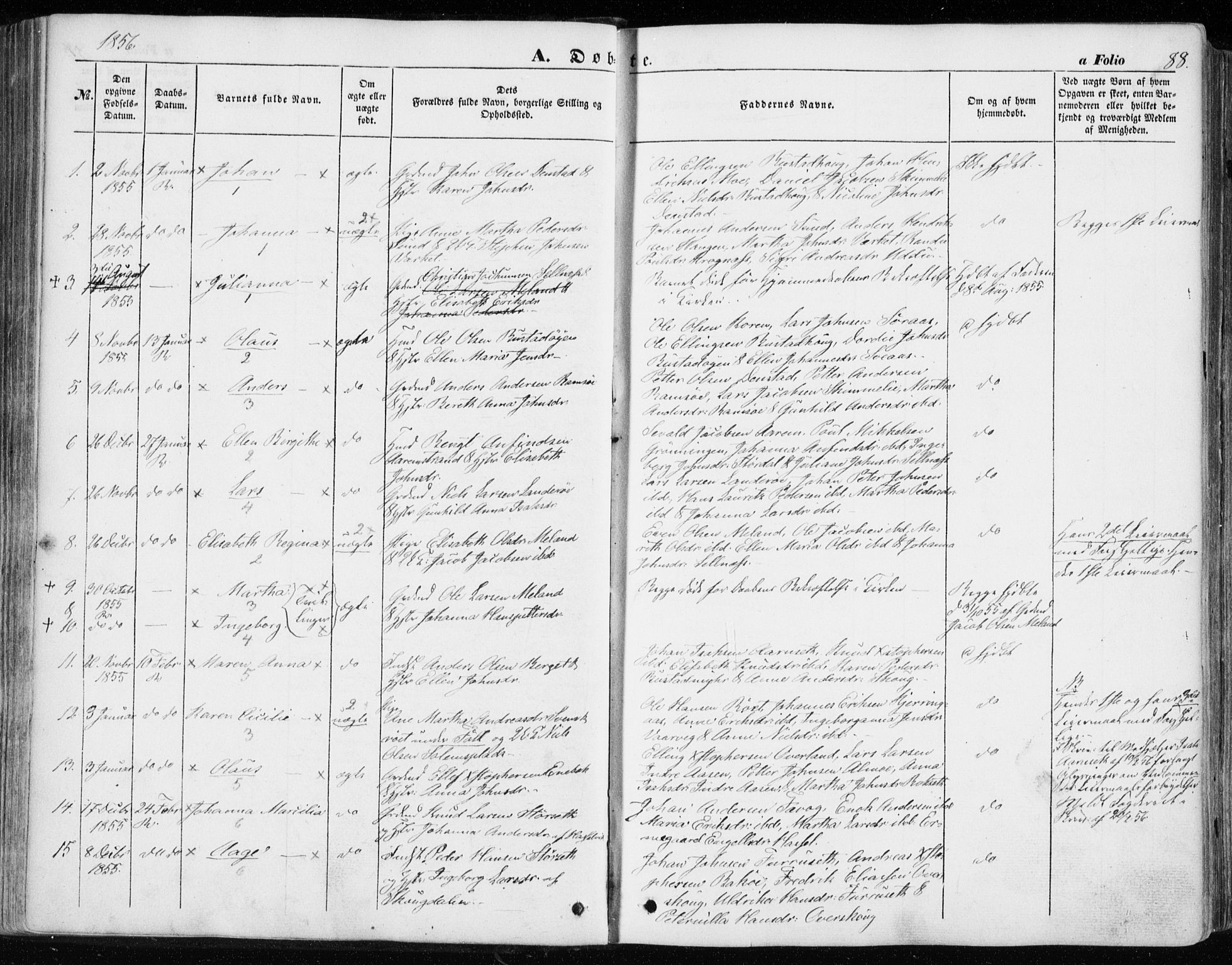 Ministerialprotokoller, klokkerbøker og fødselsregistre - Sør-Trøndelag, SAT/A-1456/646/L0611: Parish register (official) no. 646A09, 1848-1857, p. 88
