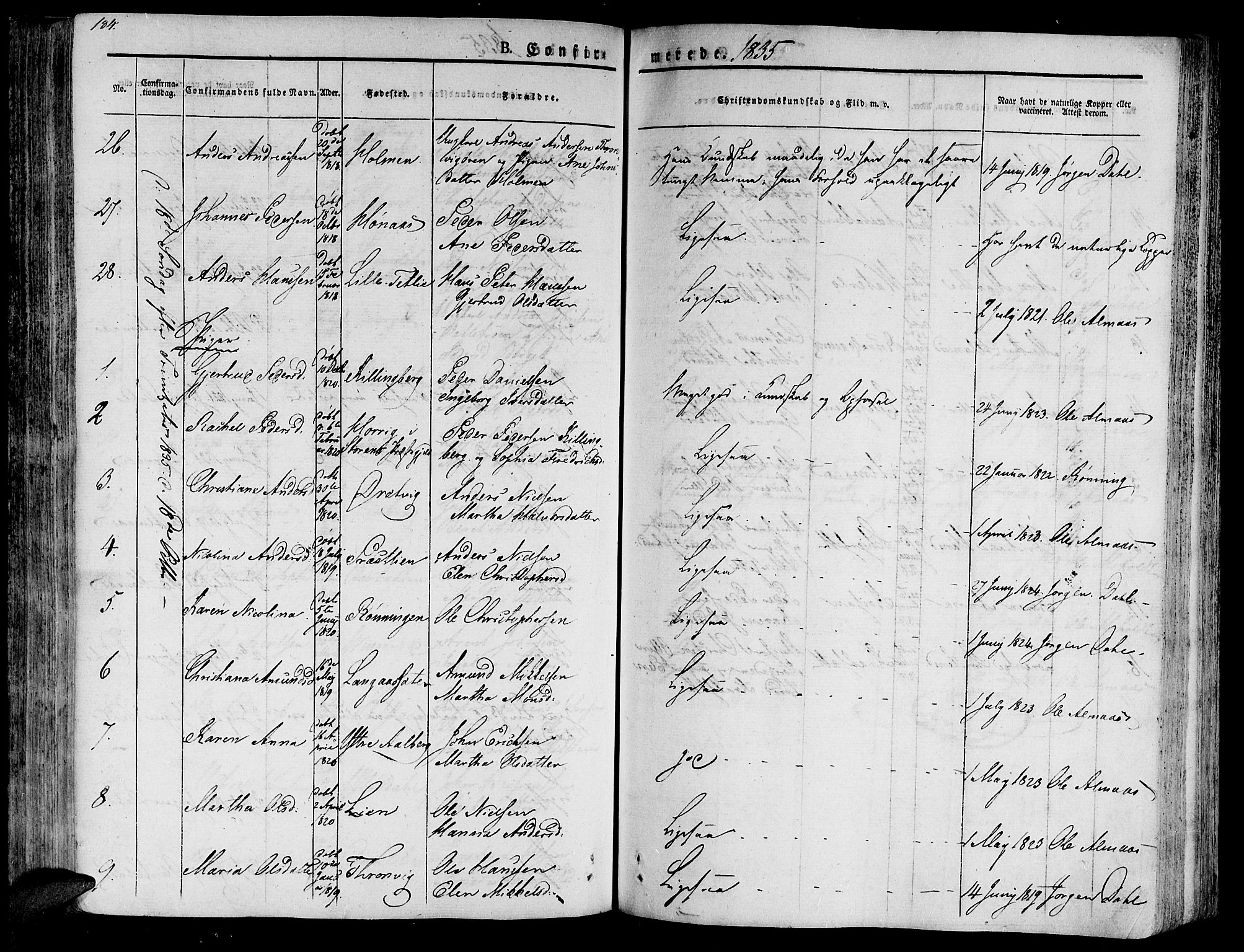 Ministerialprotokoller, klokkerbøker og fødselsregistre - Nord-Trøndelag, AV/SAT-A-1458/701/L0006: Parish register (official) no. 701A06, 1825-1841, p. 184