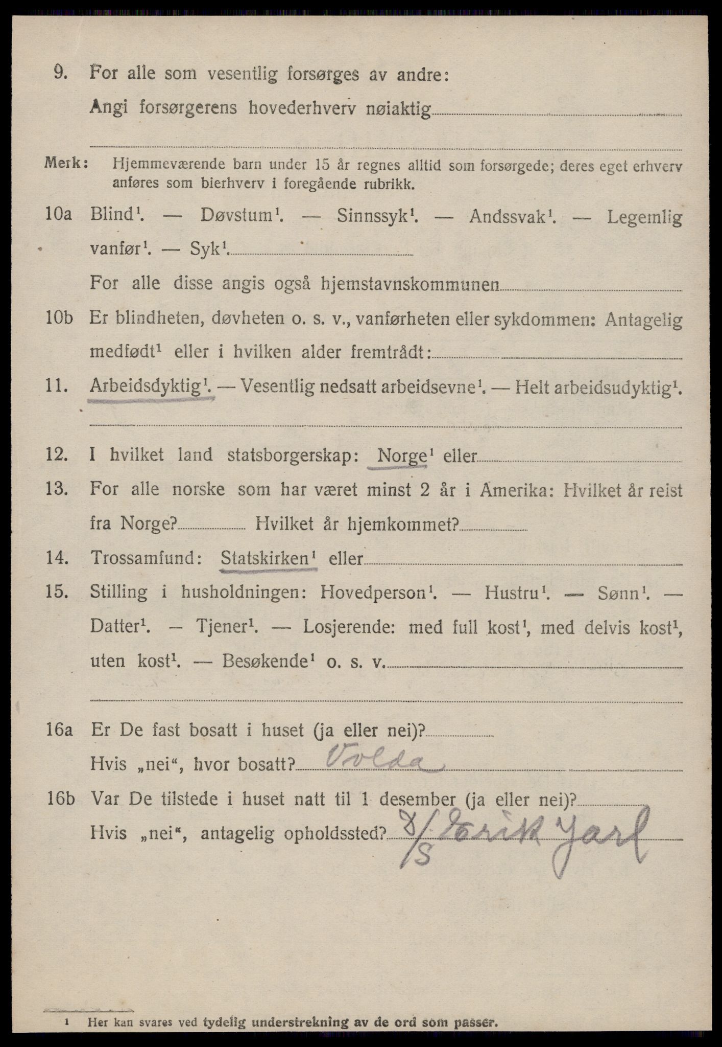 SAT, 1920 census for Vanylven, 1920, p. 3280