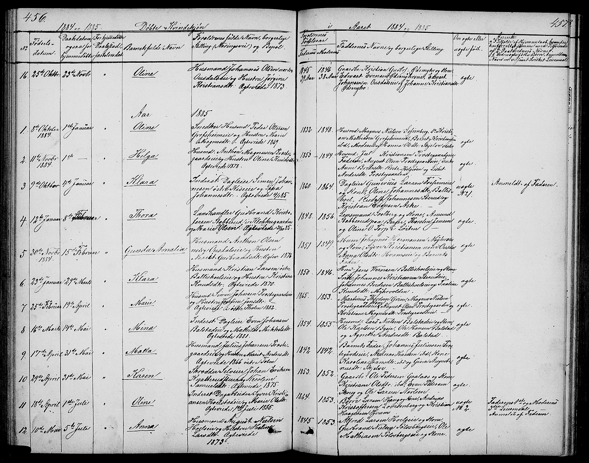 Nes prestekontor, Hedmark, AV/SAH-PREST-020/L/La/L0005: Parish register (copy) no. 5, 1852-1889, p. 456-457