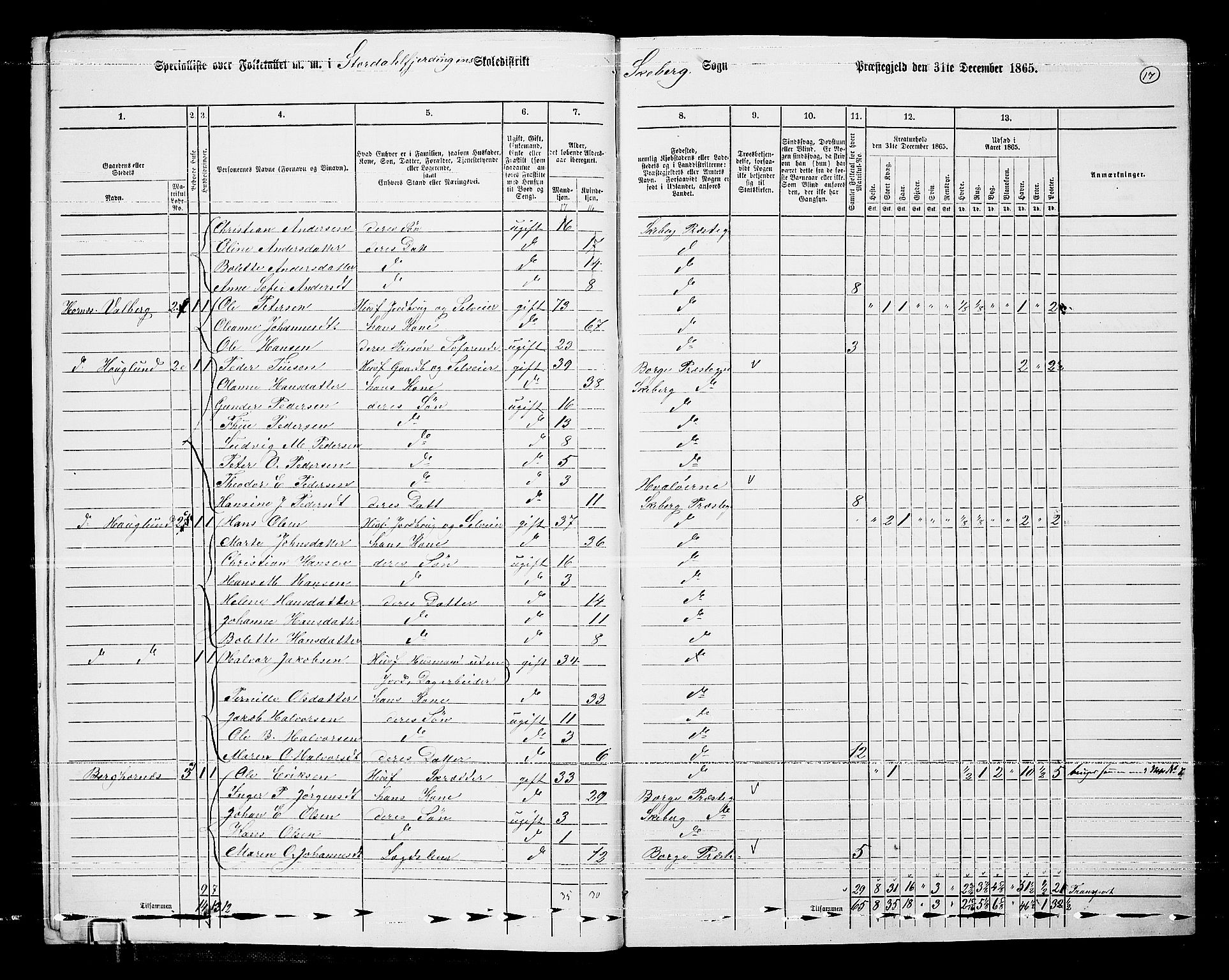 RA, 1865 census for Skjeberg, 1865, p. 15