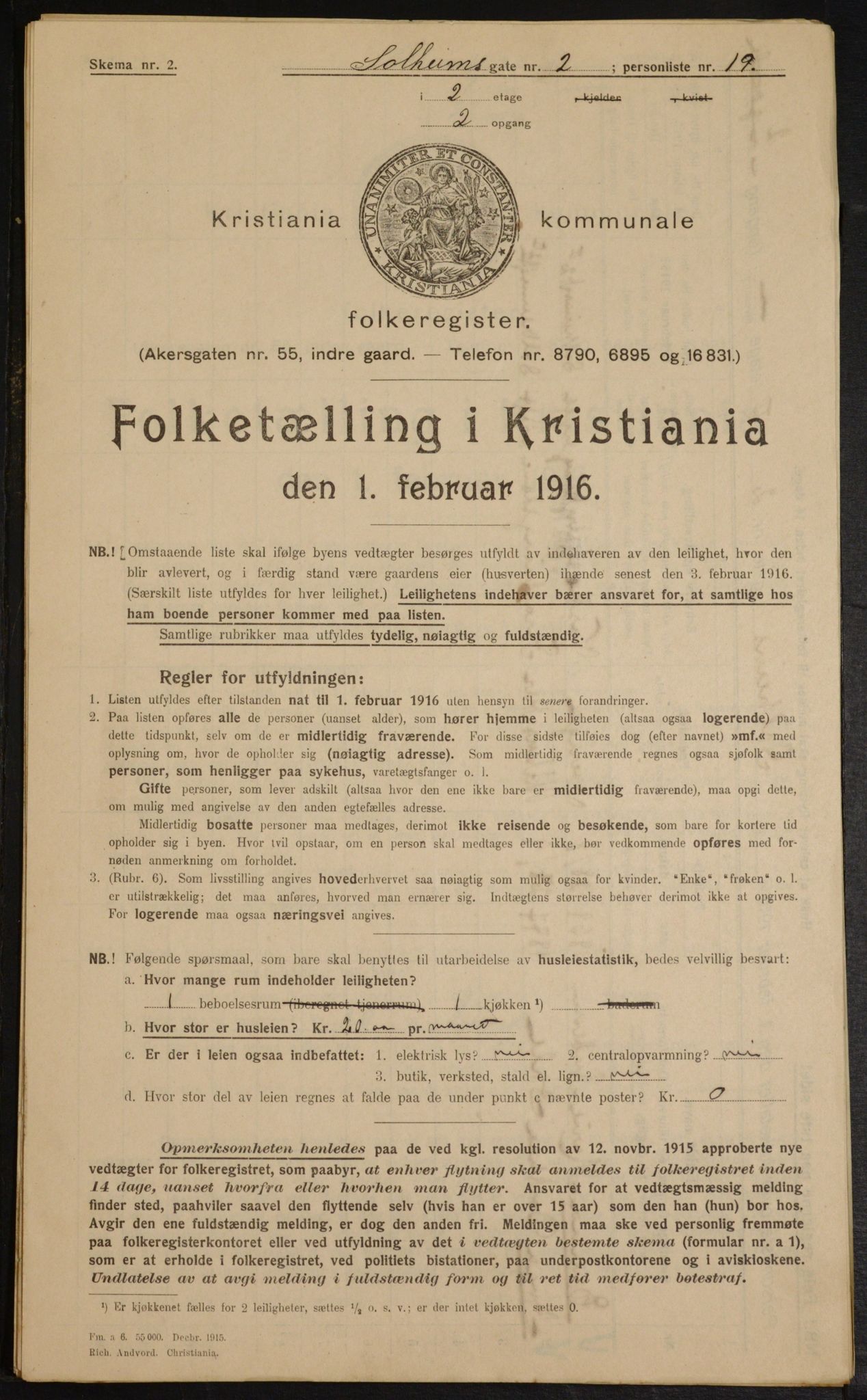OBA, Municipal Census 1916 for Kristiania, 1916, p. 102035