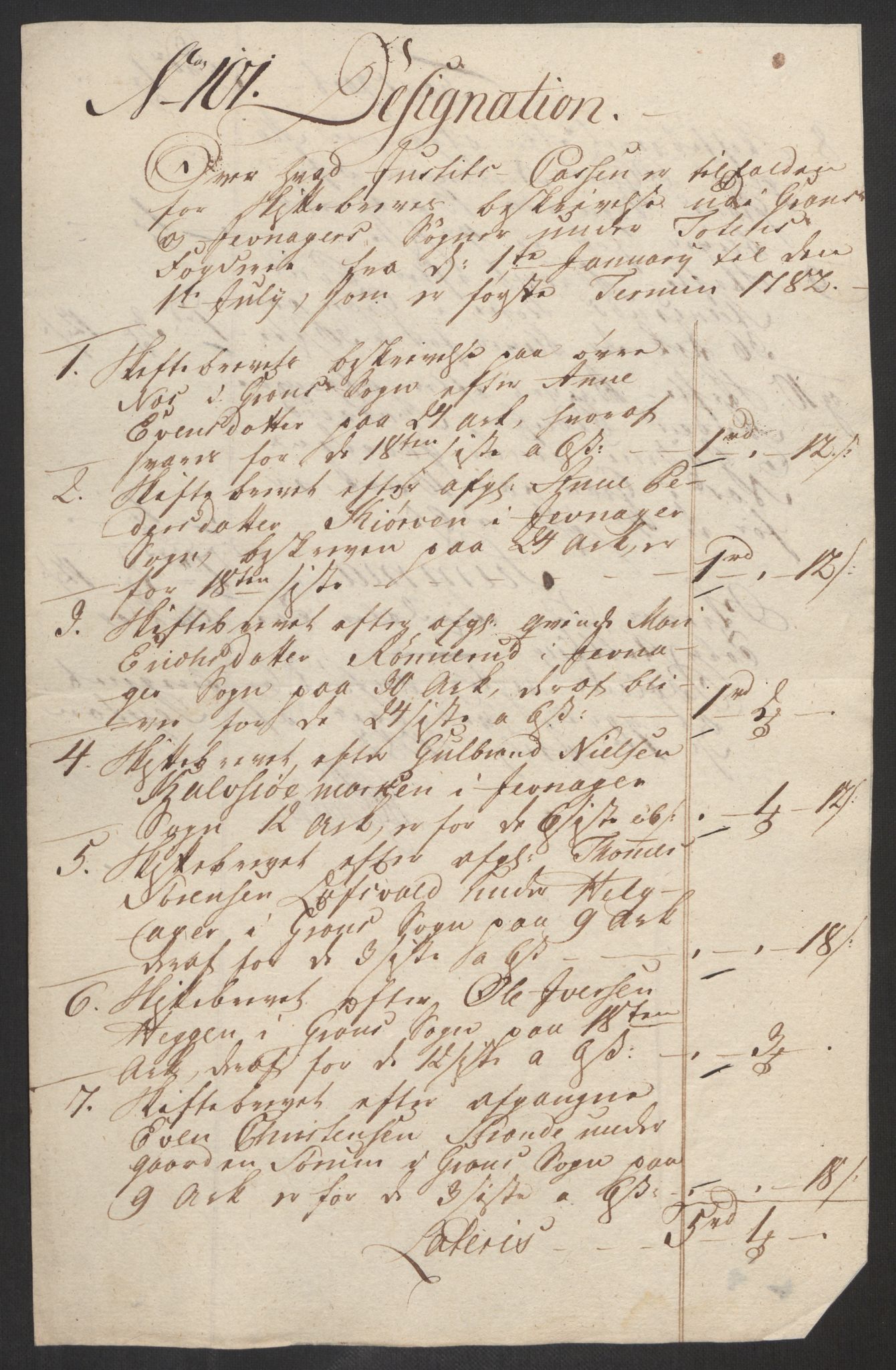 Rentekammeret inntil 1814, Reviderte regnskaper, Fogderegnskap, AV/RA-EA-4092/R19/L1369: Fogderegnskap Toten, Hadeland og Vardal, 1782, p. 311