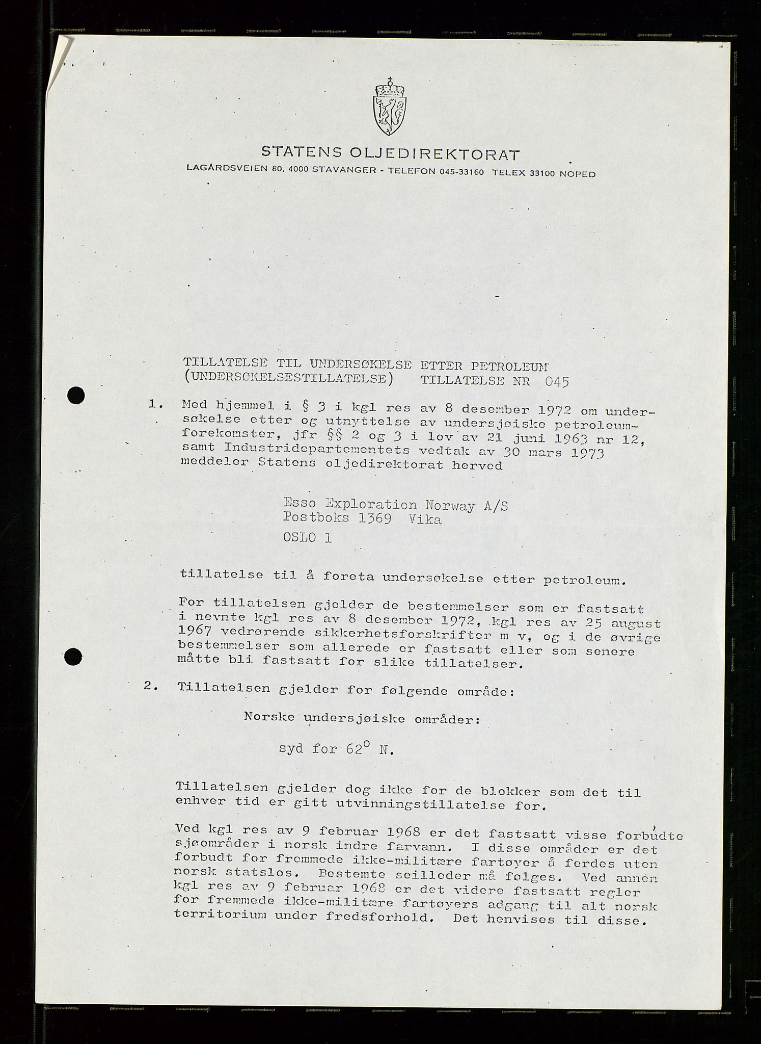 Pa 1512 - Esso Exploration and Production Norway Inc., SAST/A-101917/E/Ea/L0025: Sak og korrespondanse, 1966-1974, p. 405