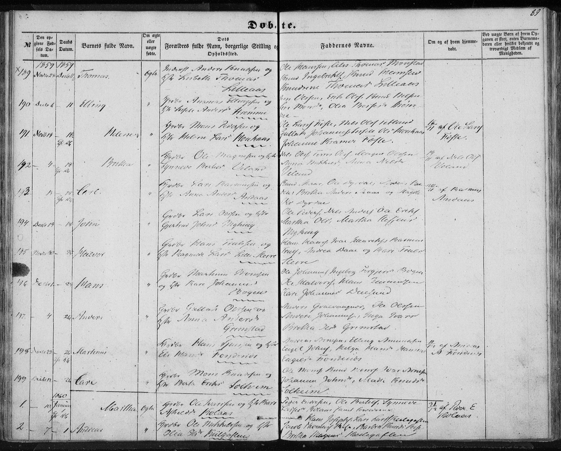 Lindås Sokneprestembete, SAB/A-76701/H/Haa: Parish register (official) no. A 11, 1854-1869, p. 89