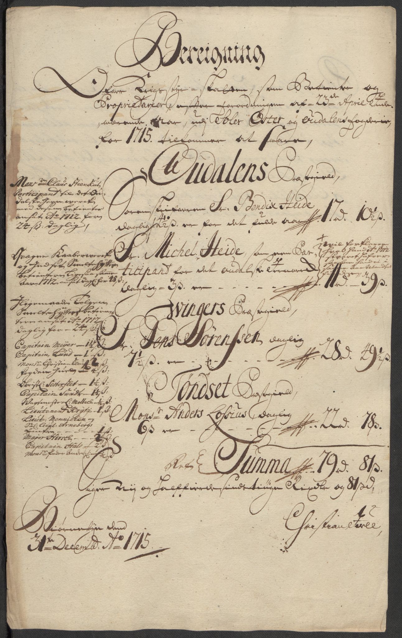 Rentekammeret inntil 1814, Reviderte regnskaper, Fogderegnskap, AV/RA-EA-4092/R13/L0853: Fogderegnskap Solør, Odal og Østerdal, 1715, p. 178