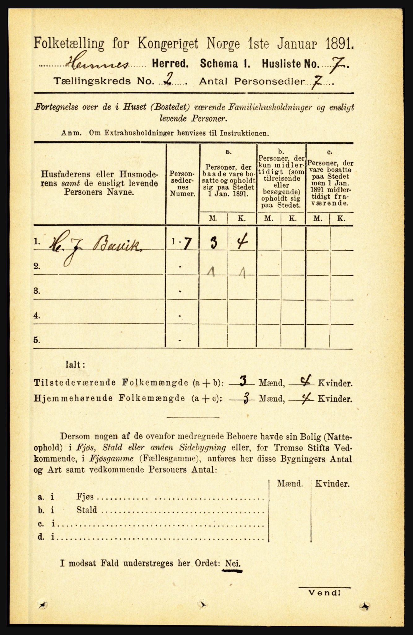 RA, 1891 census for 1832 Hemnes, 1891, p. 1219