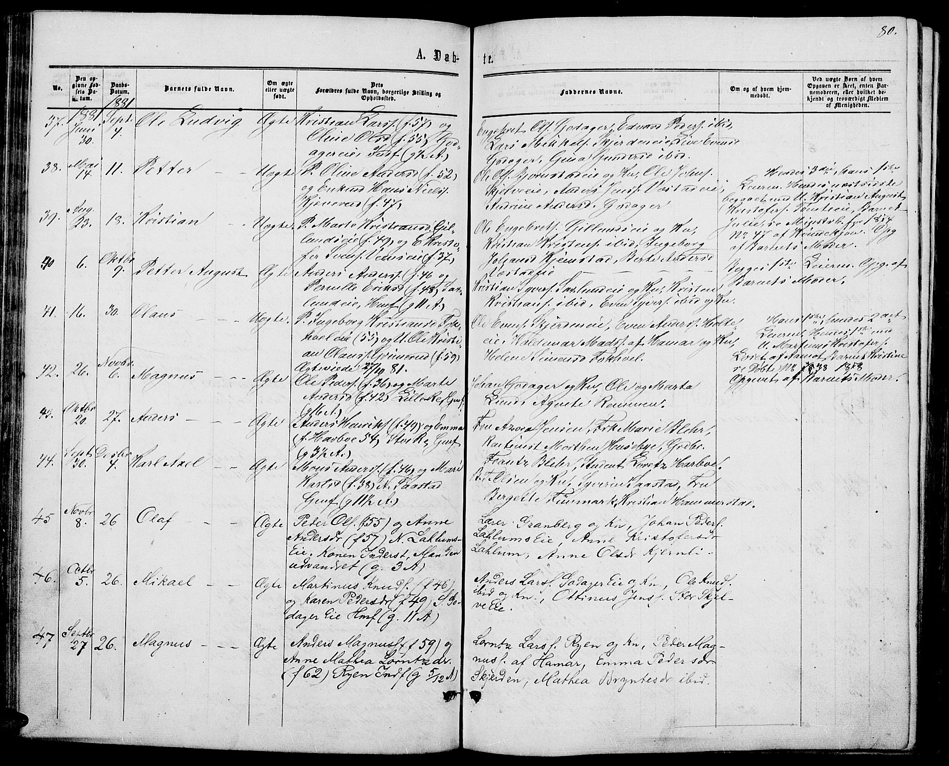 Stange prestekontor, AV/SAH-PREST-002/L/L0006: Parish register (copy) no. 6, 1864-1882, p. 80