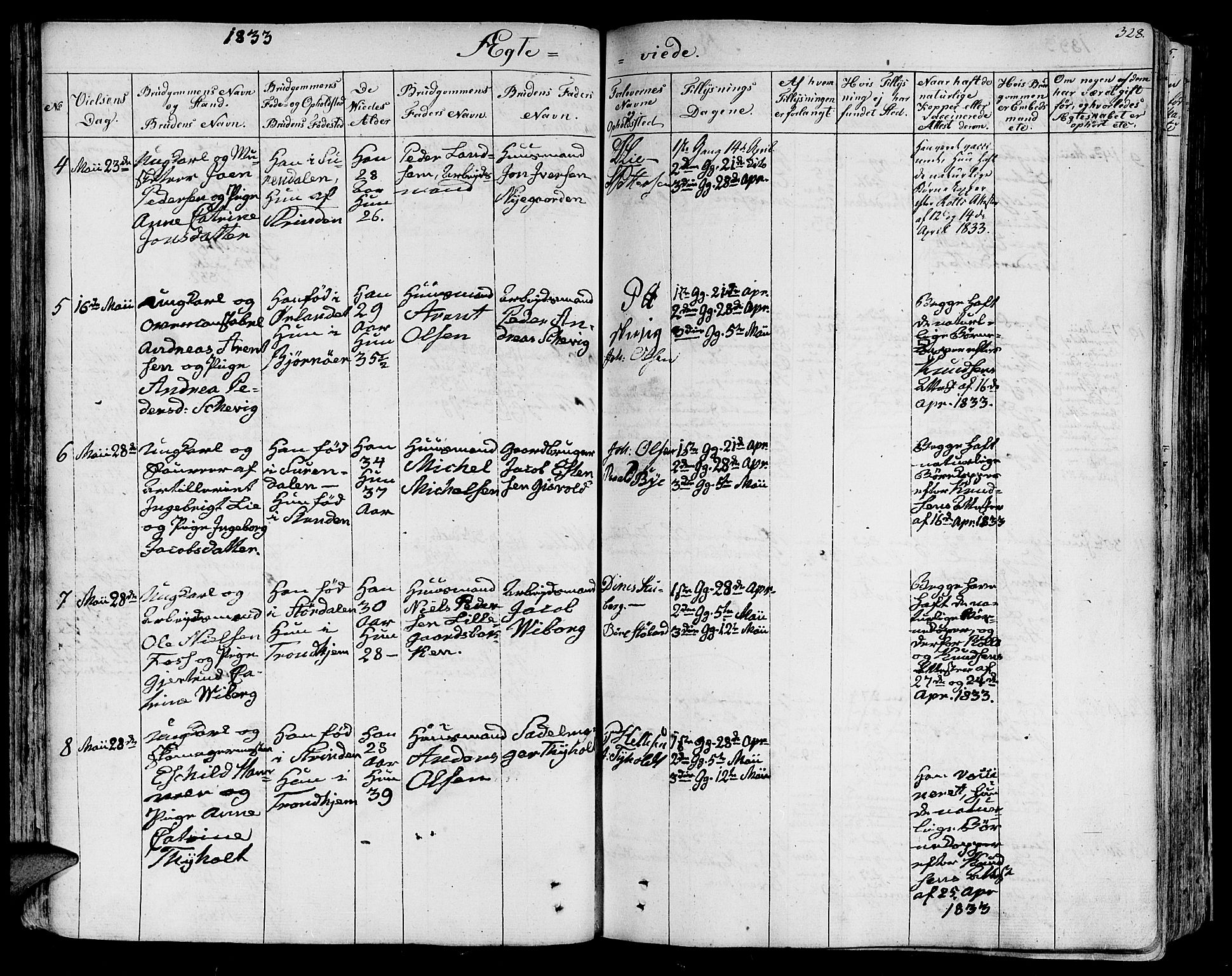 Ministerialprotokoller, klokkerbøker og fødselsregistre - Sør-Trøndelag, AV/SAT-A-1456/602/L0109: Parish register (official) no. 602A07, 1821-1840, p. 328