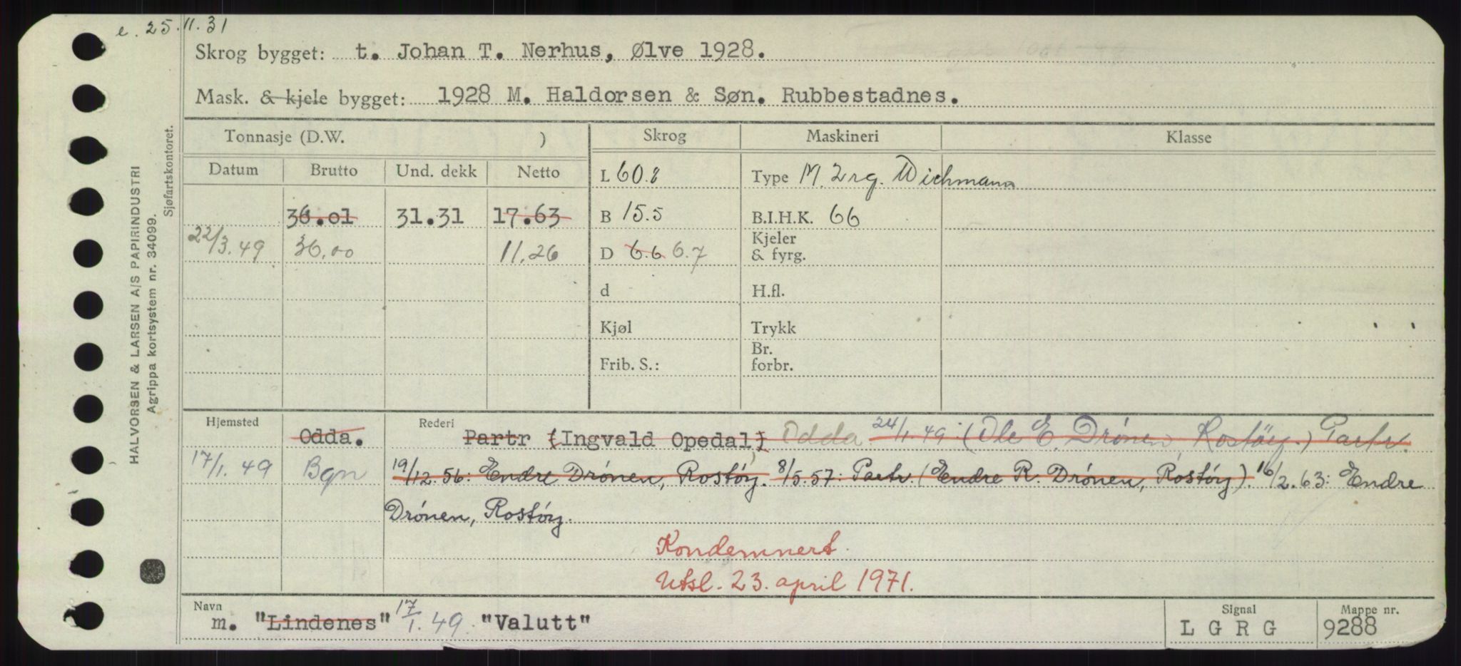 Sjøfartsdirektoratet med forløpere, Skipsmålingen, RA/S-1627/H/Hd/L0040: Fartøy, U-Ve, p. 253