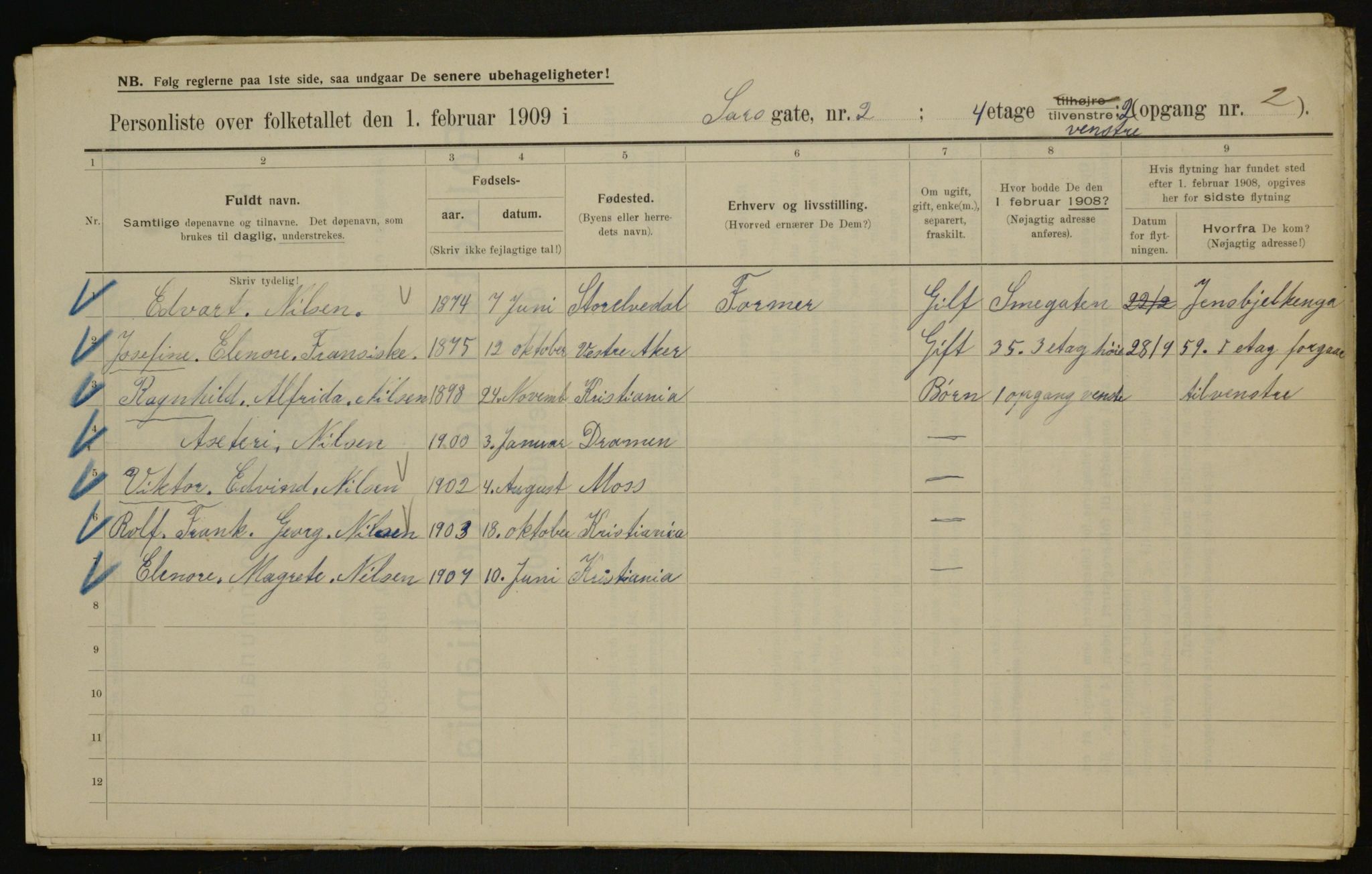 OBA, Municipal Census 1909 for Kristiania, 1909, p. 81091