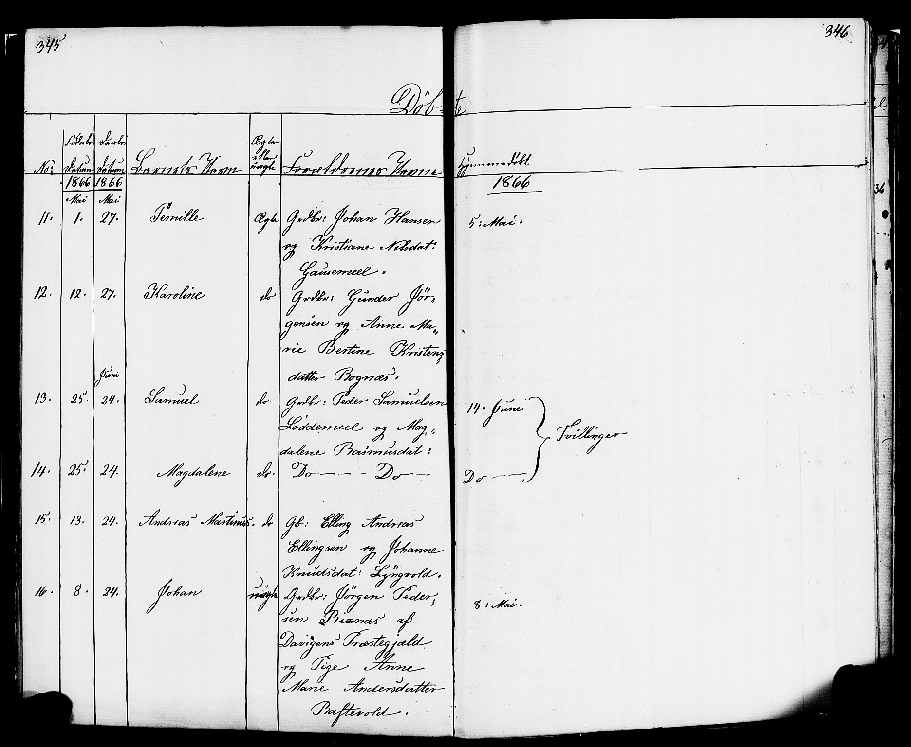 Hornindal sokneprestembete, AV/SAB-A-82401/H/Haa/Haaa/L0001: Parish register (official) no. A 1, 1837-1866, p. 346-347