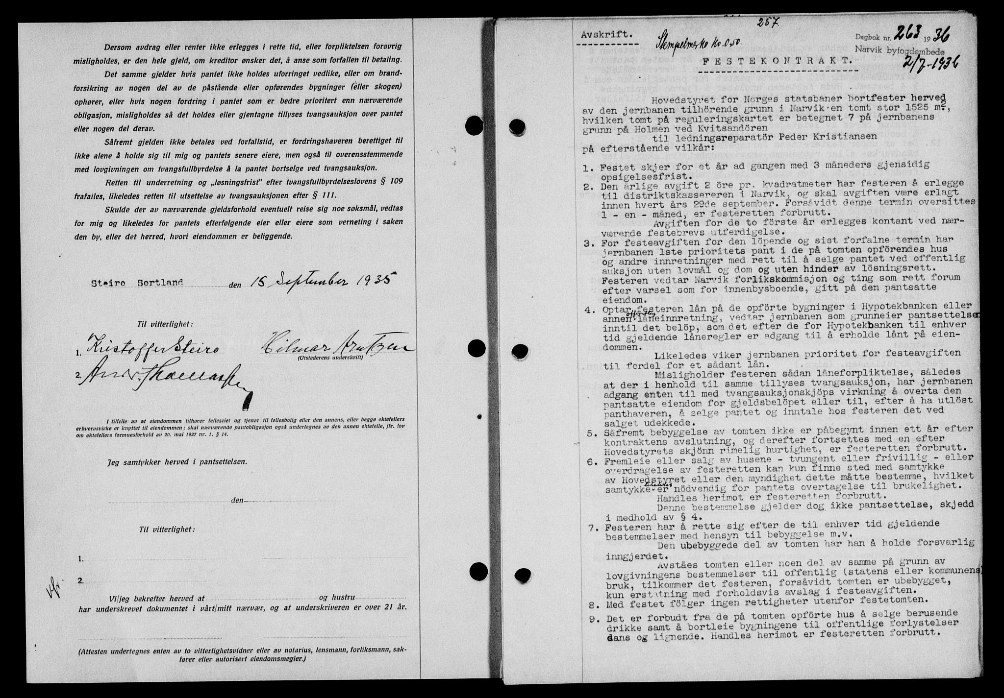 Narvik sorenskriveri, SAT/A-0002/1/2/2C/2Ca/L0011: Mortgage book no. 14, 1935-1937, Deed date: 02.07.1936