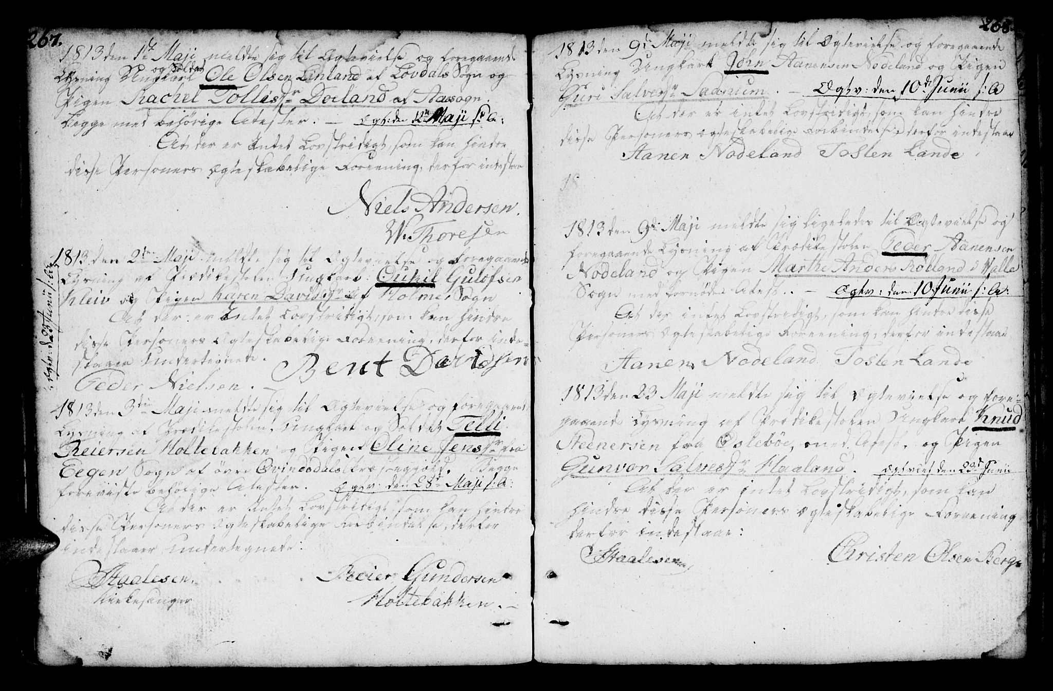 Mandal sokneprestkontor, AV/SAK-1111-0030/F/Fa/Faa/L0007: Parish register (official) no. A 7, 1783-1818, p. 267-268