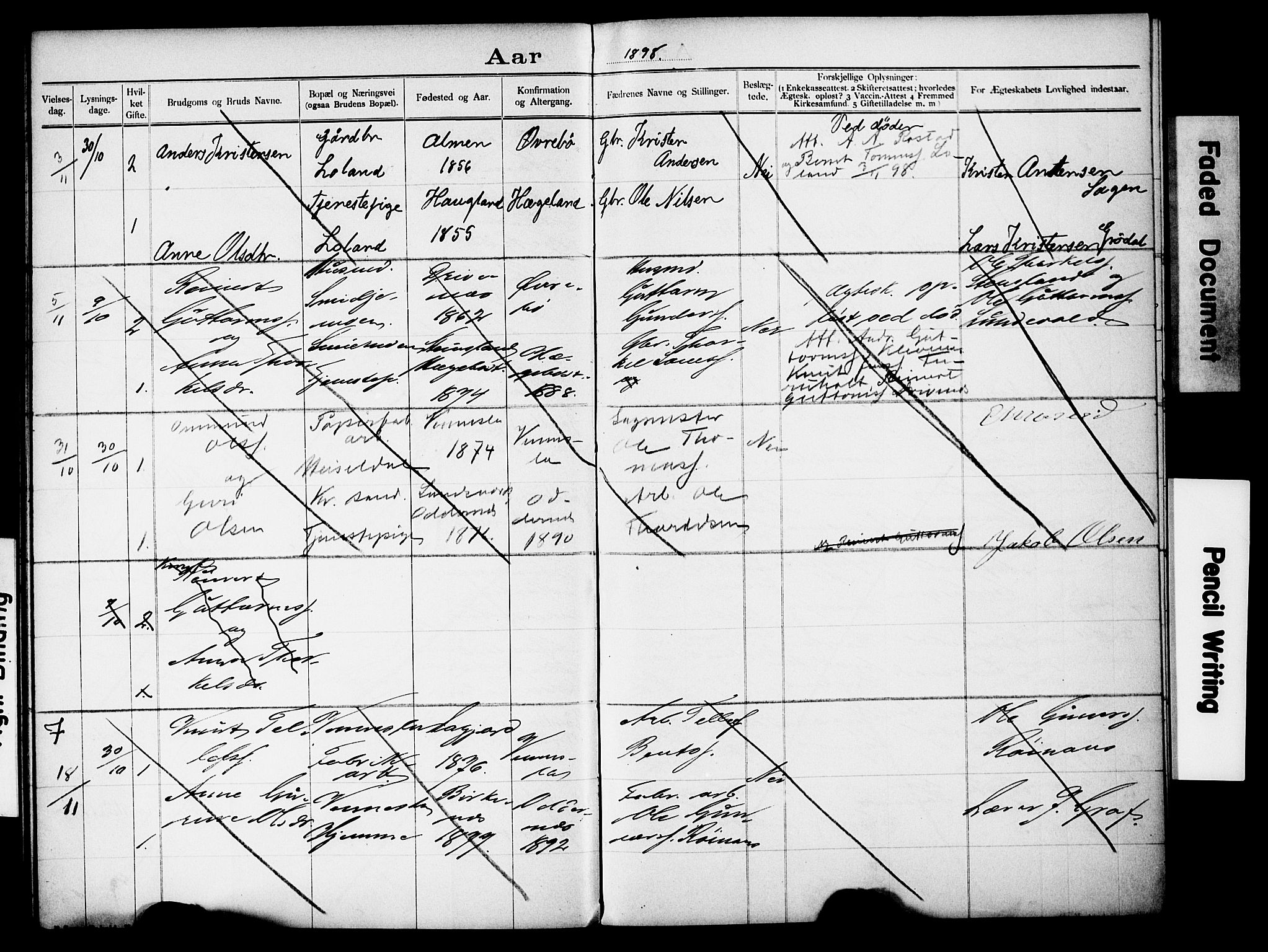 Vennesla sokneprestkontor, AV/SAK-1111-0045/J/L0032/0004: Banns register no. II 5 2, 1892-1917, p. 26