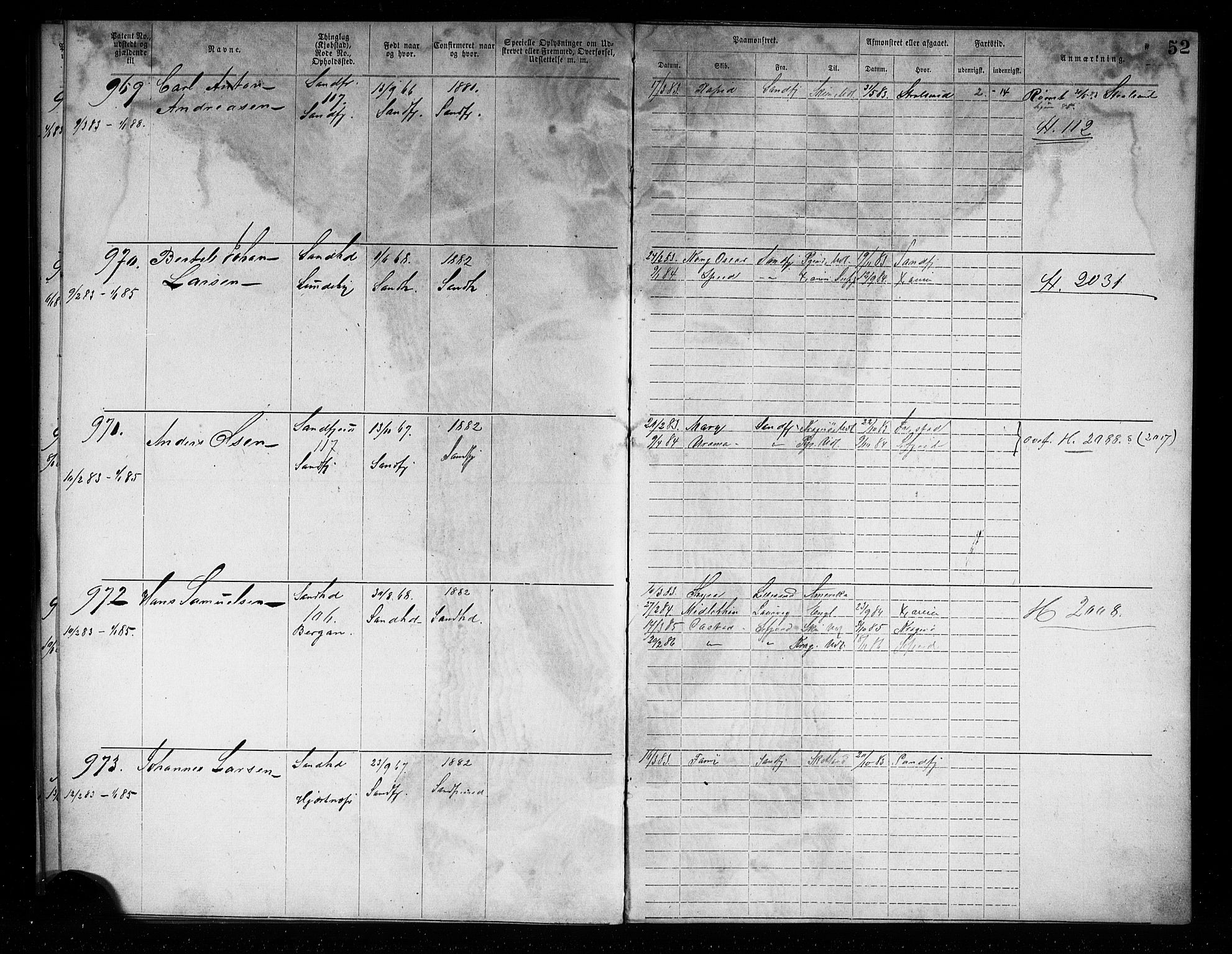 Sandefjord innrulleringskontor, AV/SAKO-A-788/F/Fa/L0004: Annotasjonsrulle, 1879-1889, p. 54