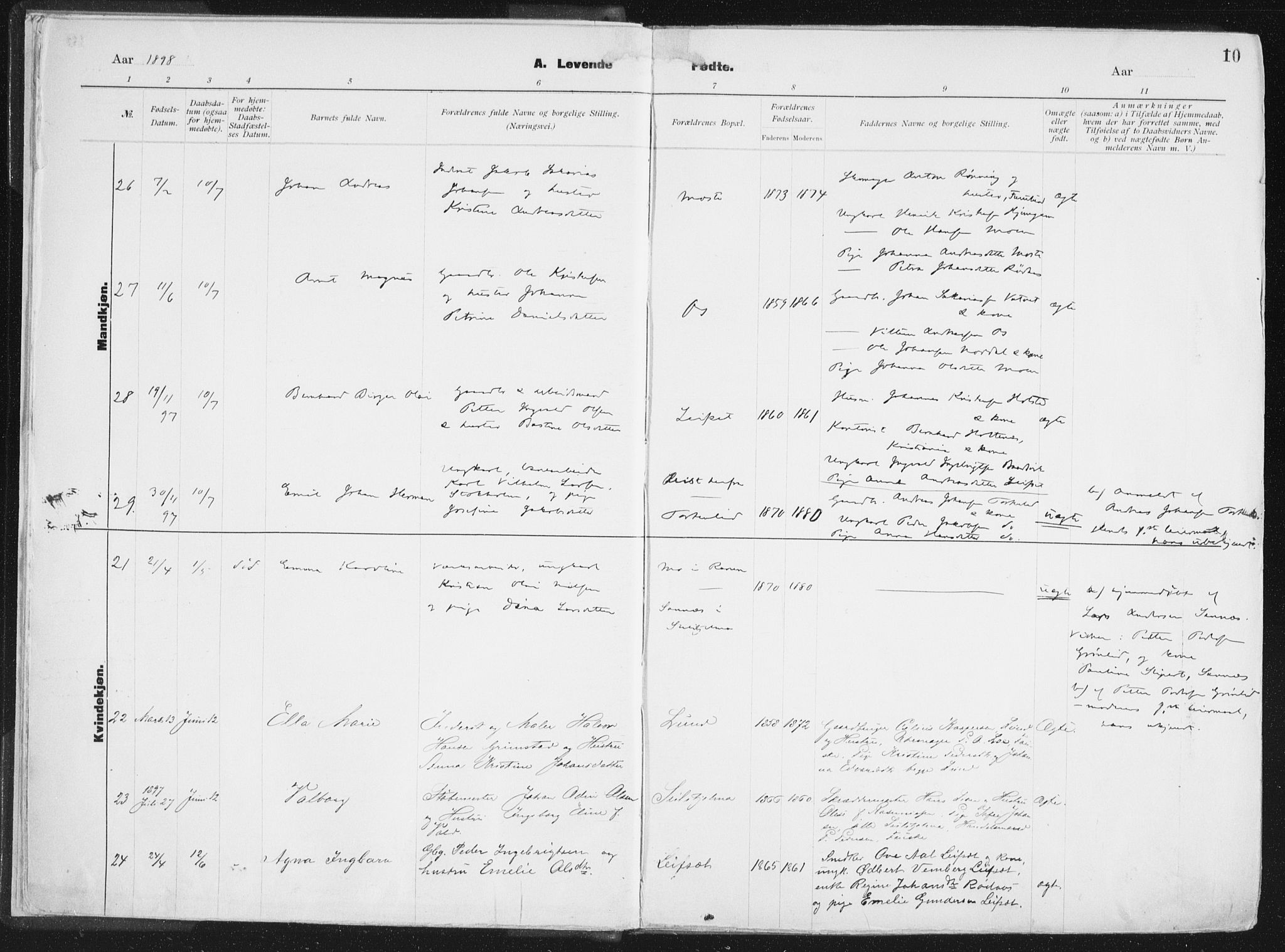 Ministerialprotokoller, klokkerbøker og fødselsregistre - Nordland, SAT/A-1459/849/L0696: Parish register (official) no. 849A08, 1898-1910, p. 10