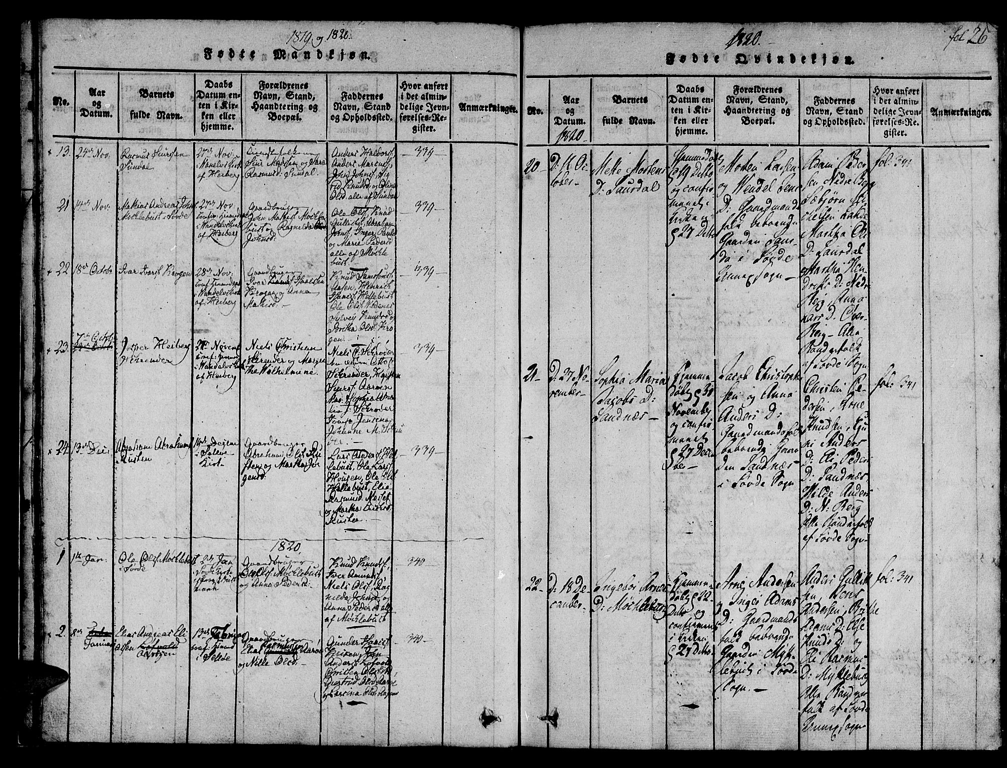 Ministerialprotokoller, klokkerbøker og fødselsregistre - Møre og Romsdal, AV/SAT-A-1454/501/L0004: Parish register (official) no. 501A04, 1816-1831, p. 26