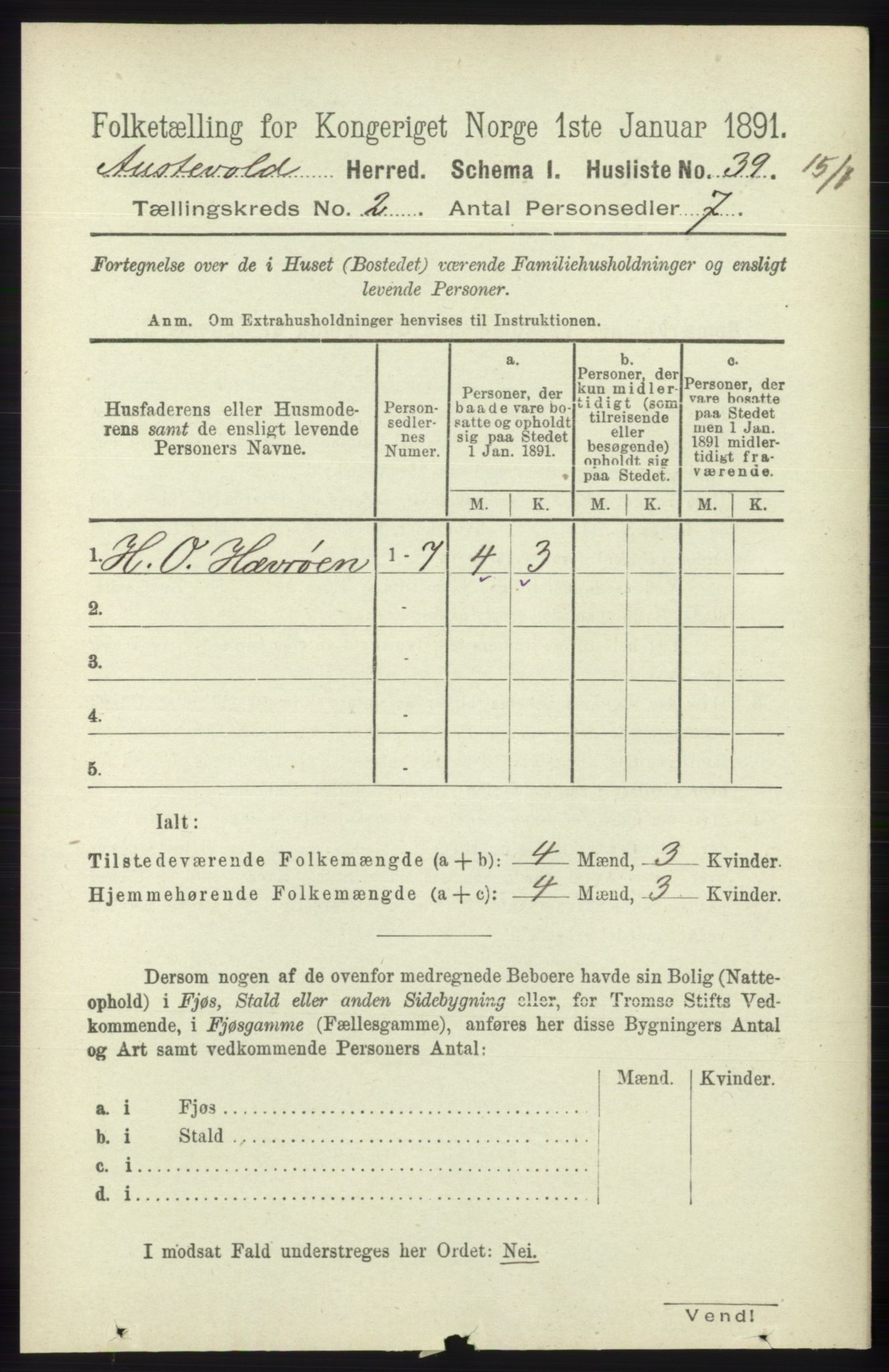 RA, 1891 census for 1244 Austevoll, 1891, p. 604