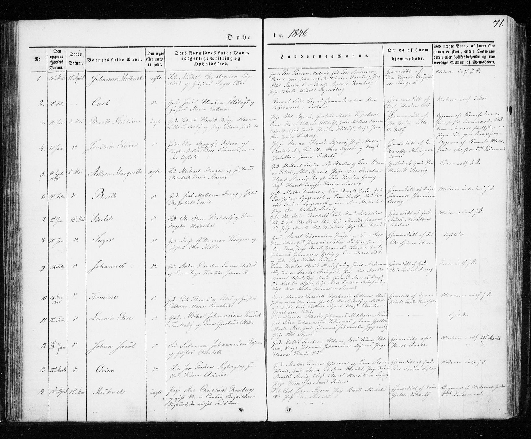 Skjervøy sokneprestkontor, AV/SATØ-S-1300/H/Ha/Haa/L0005kirke: Parish register (official) no. 5, 1838-1847, p. 71