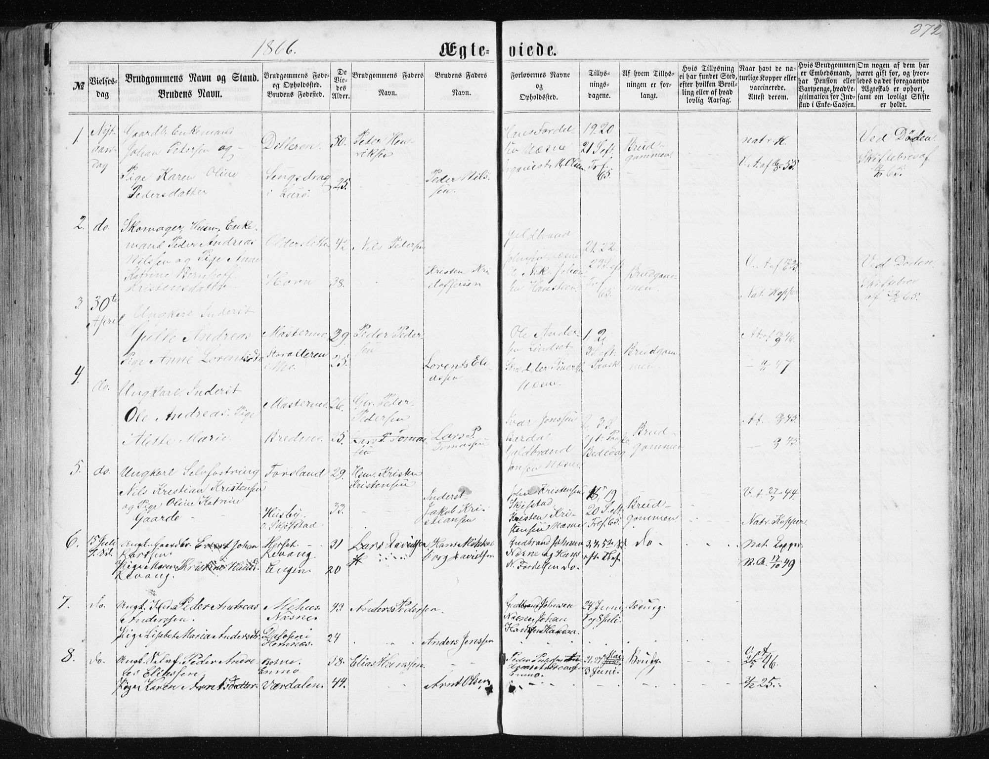 Ministerialprotokoller, klokkerbøker og fødselsregistre - Nordland, AV/SAT-A-1459/838/L0556: Parish register (copy) no. 838C03, 1861-1893, p. 372