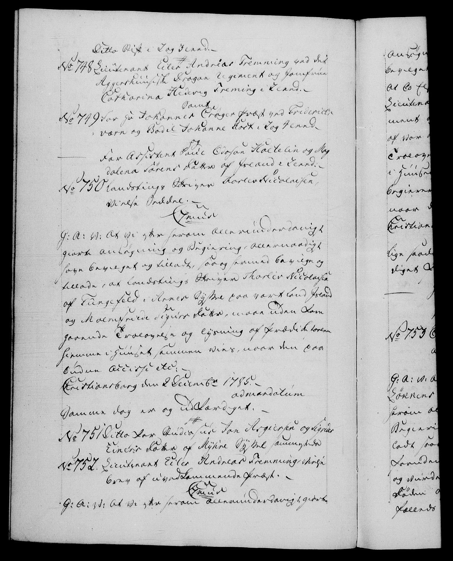 Danske Kanselli 1572-1799, RA/EA-3023/F/Fc/Fca/Fcaa/L0050: Norske registre, 1784-1785, p. 867b
