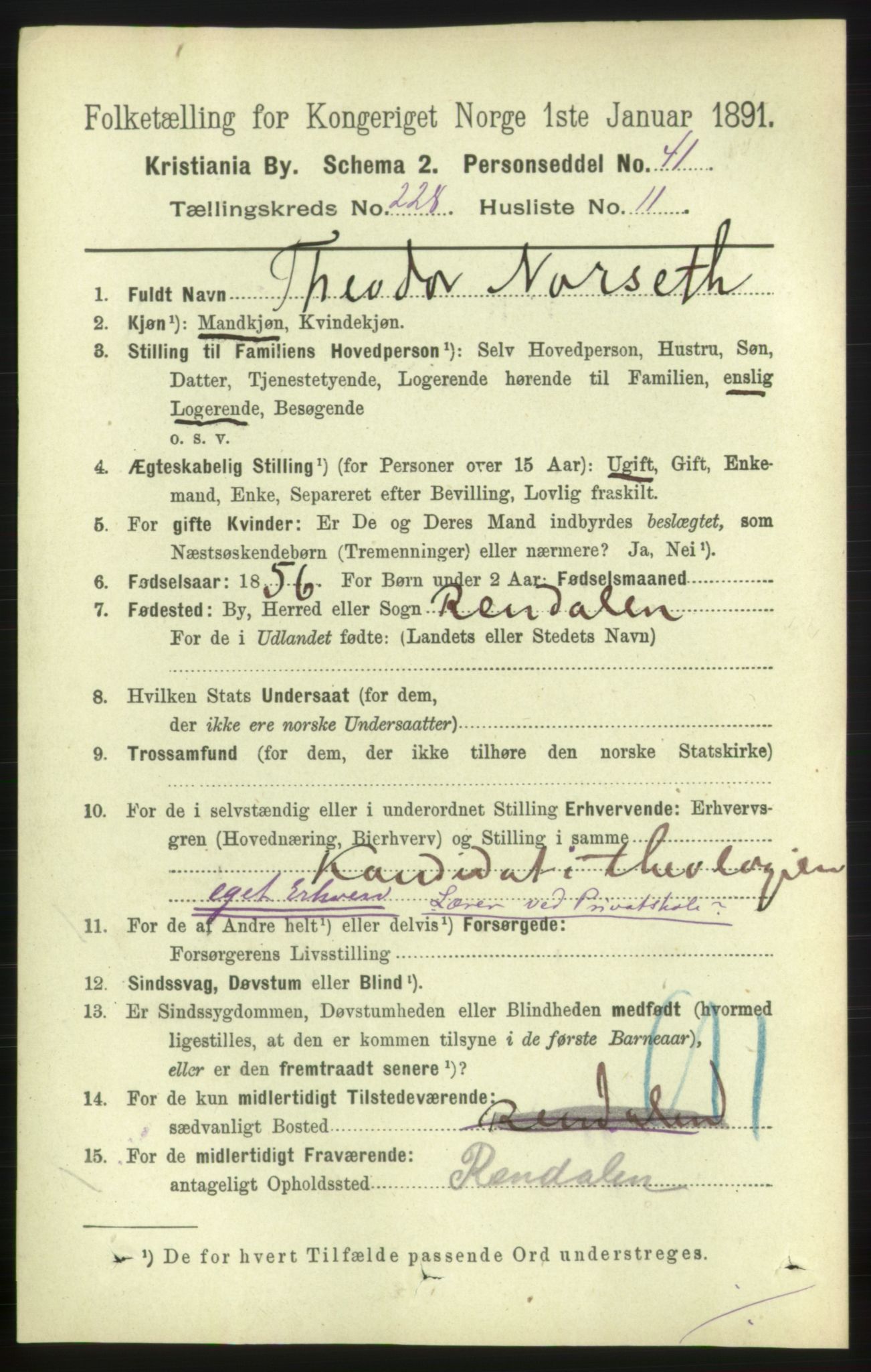 RA, 1891 census for 0301 Kristiania, 1891, p. 139712