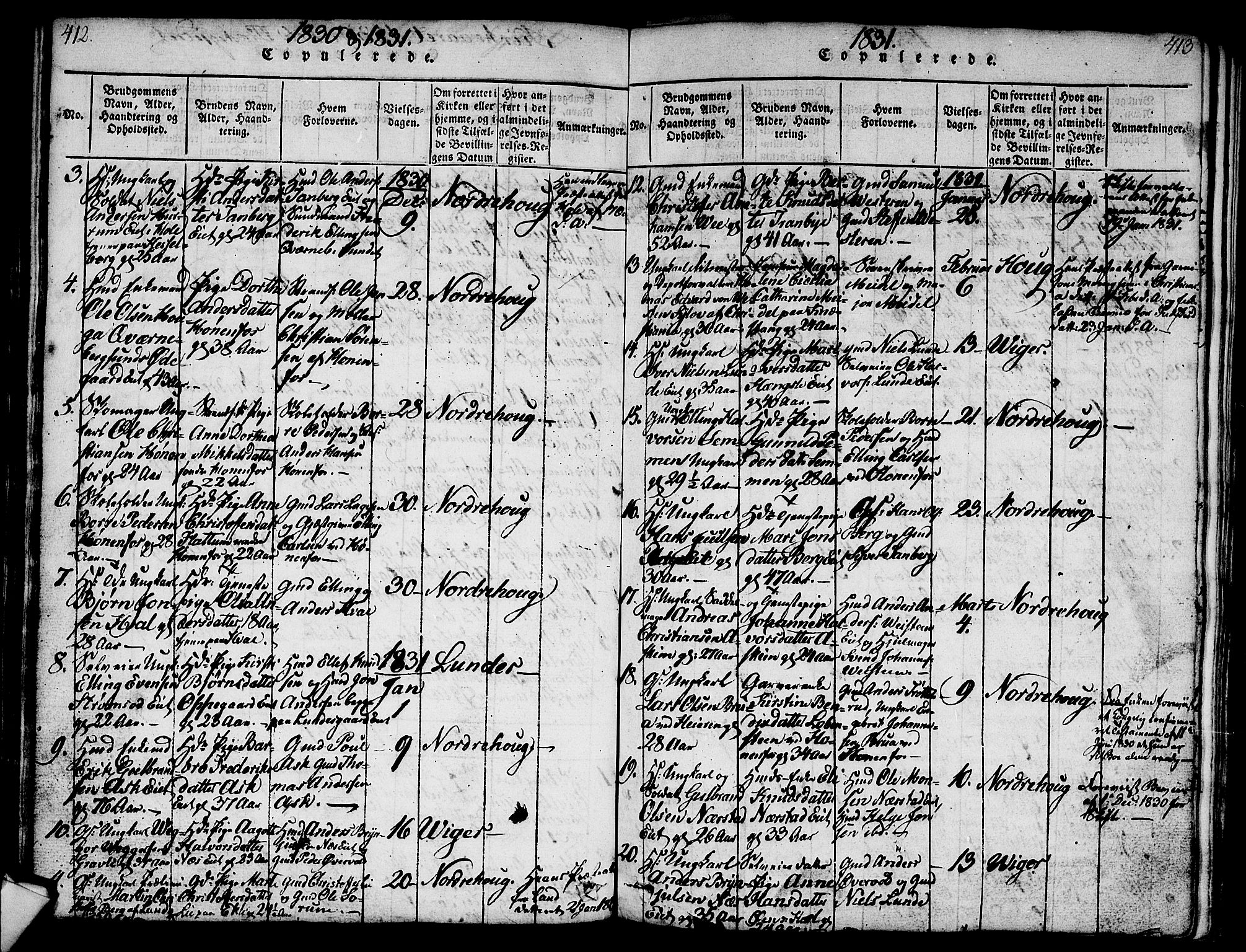 Norderhov kirkebøker, SAKO/A-237/G/Ga/L0003: Parish register (copy) no. I 3 /1, 1814-1876, p. 412-413