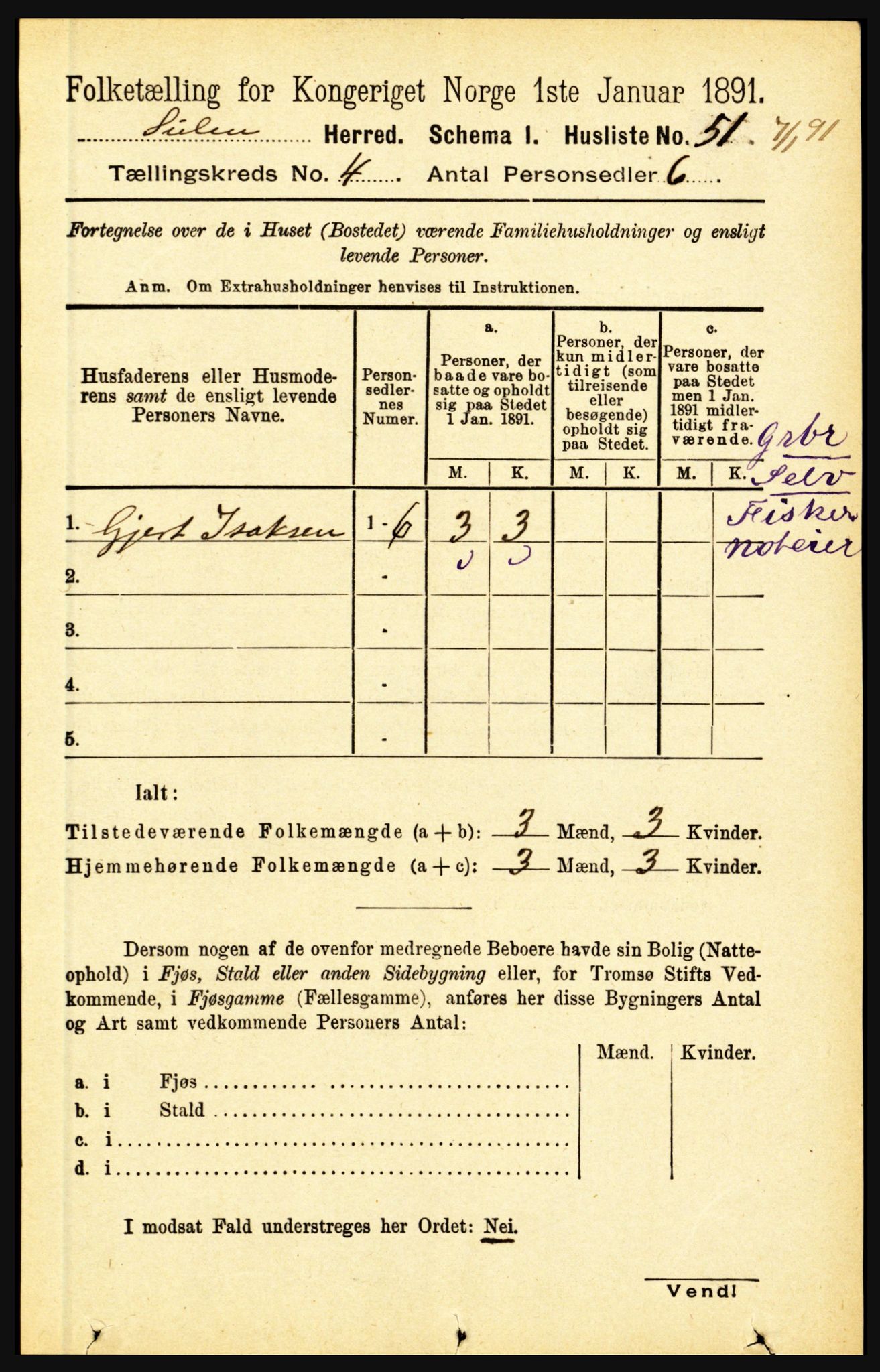 RA, 1891 census for 1412 Solund, 1891, p. 1581