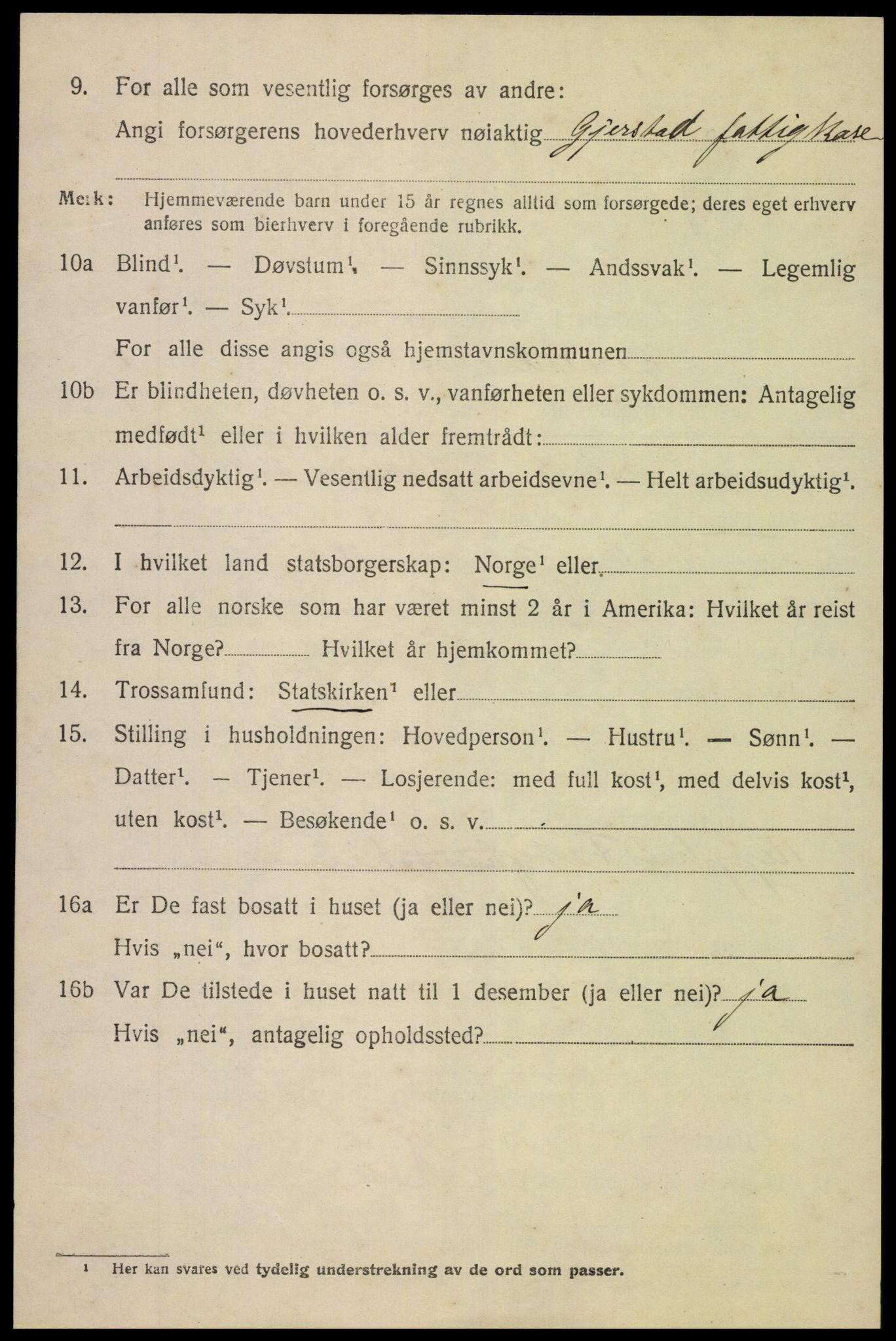 SAK, 1920 census for Gjerstad, 1920, p. 932