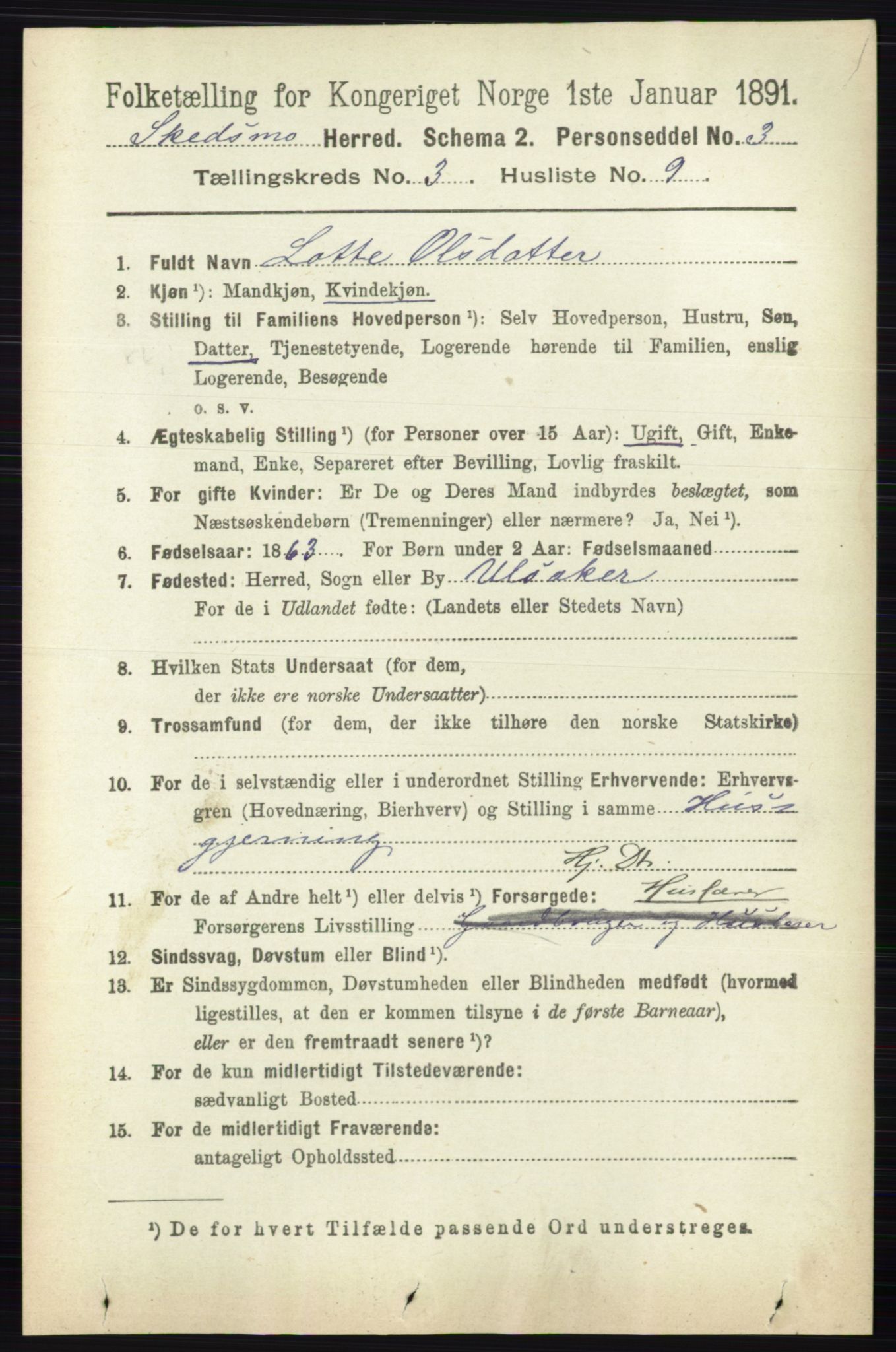 RA, 1891 census for 0231 Skedsmo, 1891, p. 1352