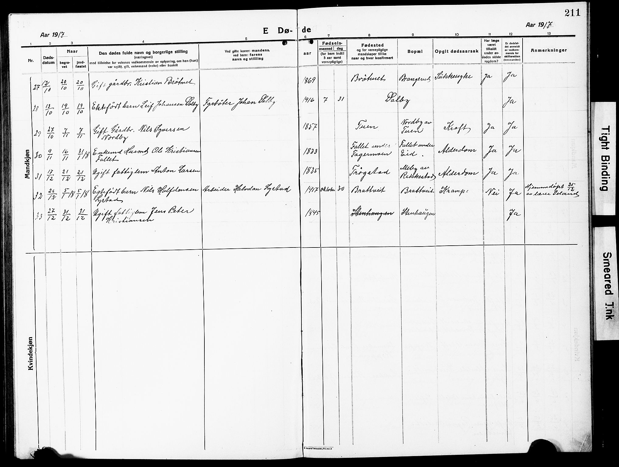 Høland prestekontor Kirkebøker, AV/SAO-A-10346a/G/Ga/L0008: Parish register (copy) no. I 8, 1915-1929, p. 211