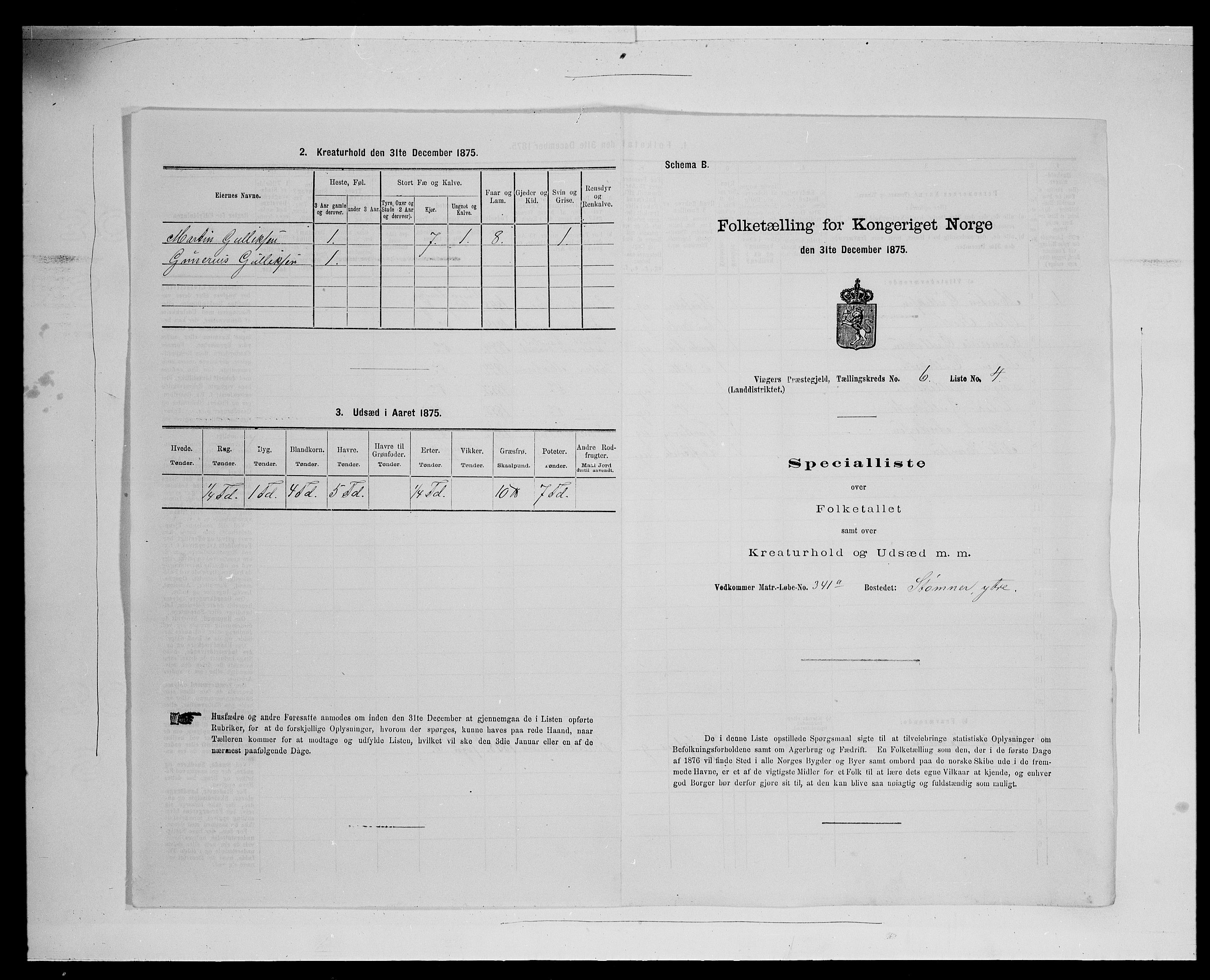 SAH, 1875 census for 0421L Vinger/Vinger og Austmarka, 1875, p. 947