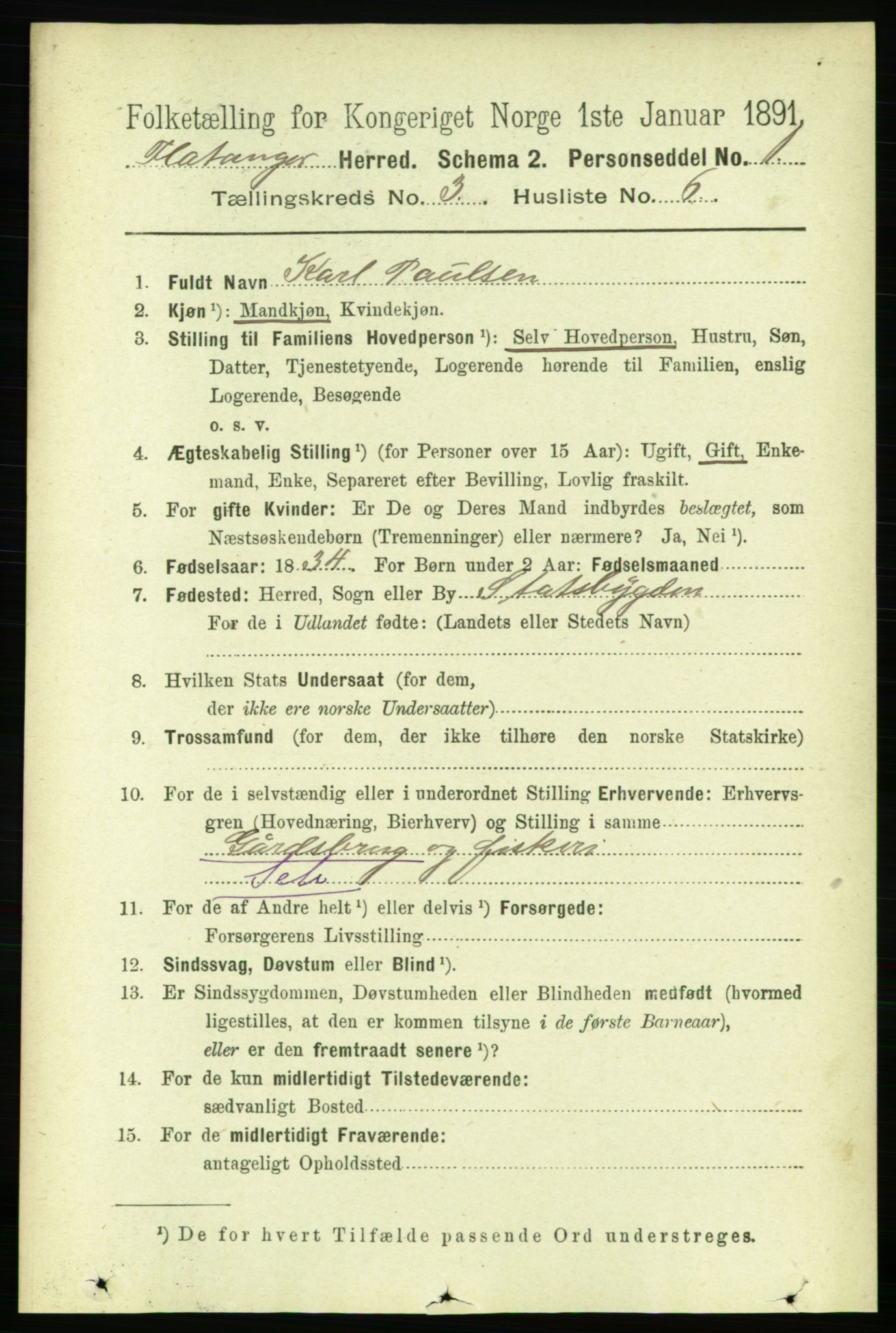 RA, 1891 census for 1749 Flatanger, 1891, p. 1383