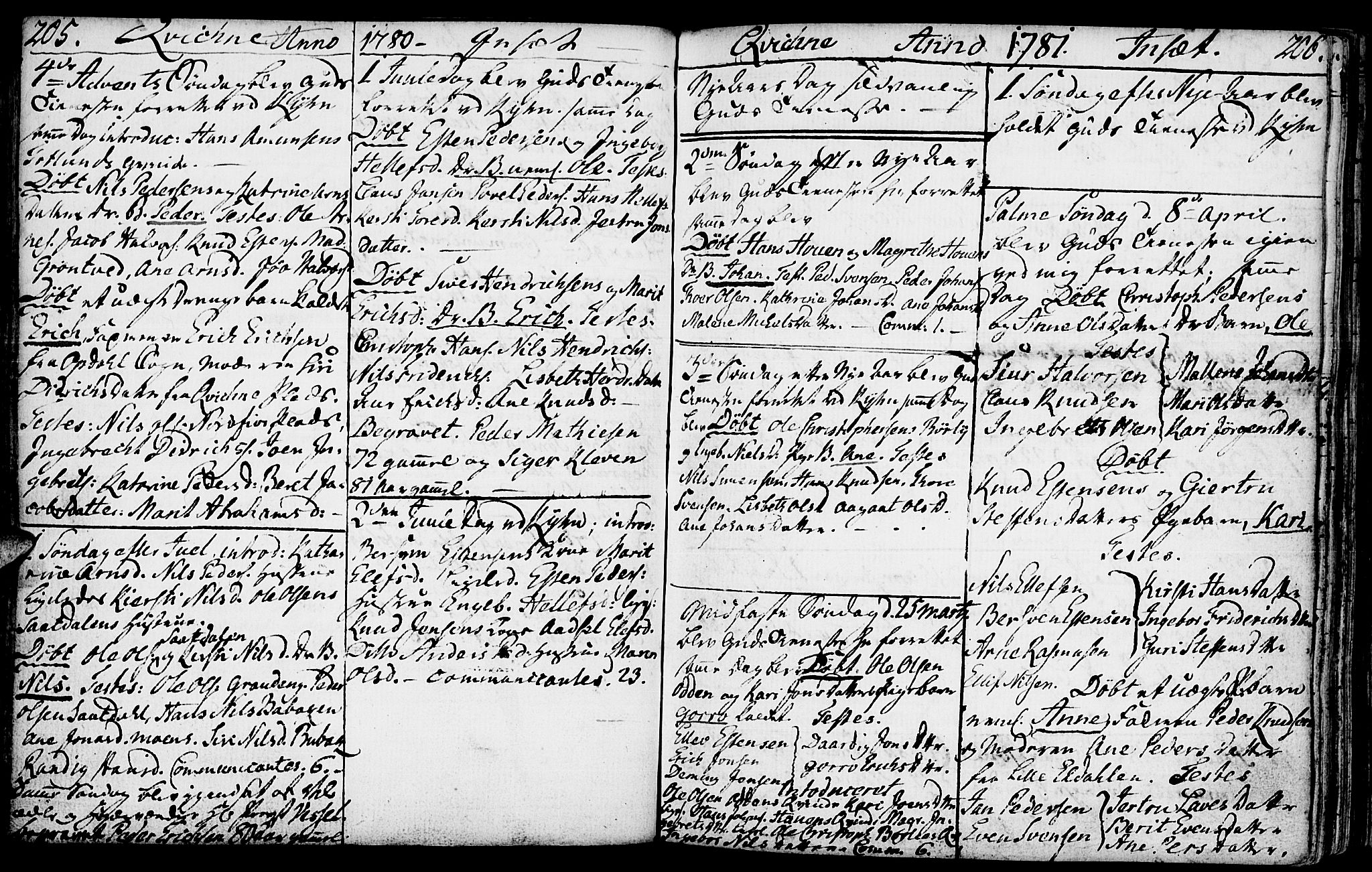 Kvikne prestekontor, SAH/PREST-064/H/Ha/Haa/L0002: Parish register (official) no. 2, 1764-1784, p. 205-206