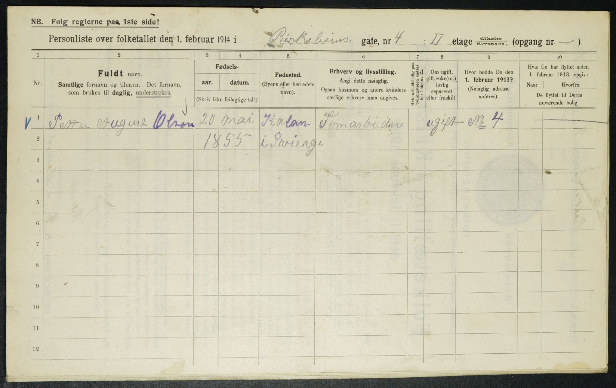 OBA, Municipal Census 1914 for Kristiania, 1914, p. 4928