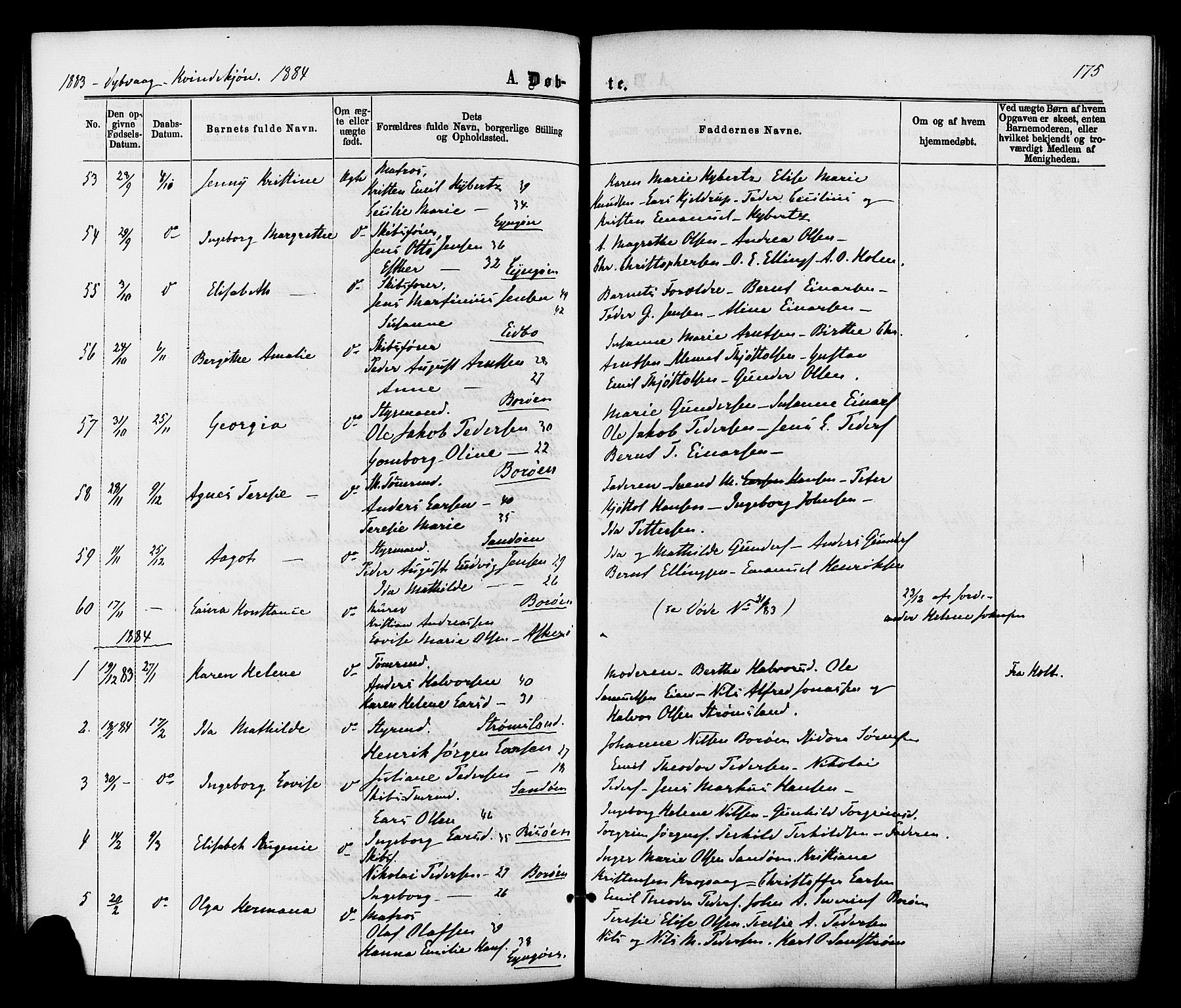 Dypvåg sokneprestkontor, SAK/1111-0007/F/Fa/Faa/L0007: Parish register (official) no. A 7/ 1, 1872-1884, p. 175
