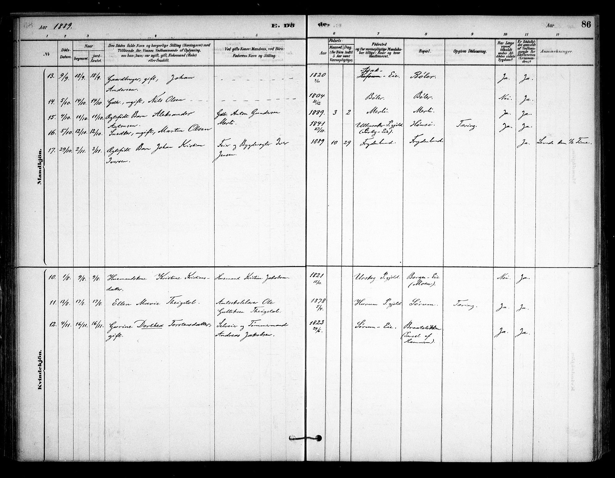 Sørum prestekontor Kirkebøker, AV/SAO-A-10303/F/Fa/L0008: Parish register (official) no. I 8, 1878-1914, p. 86