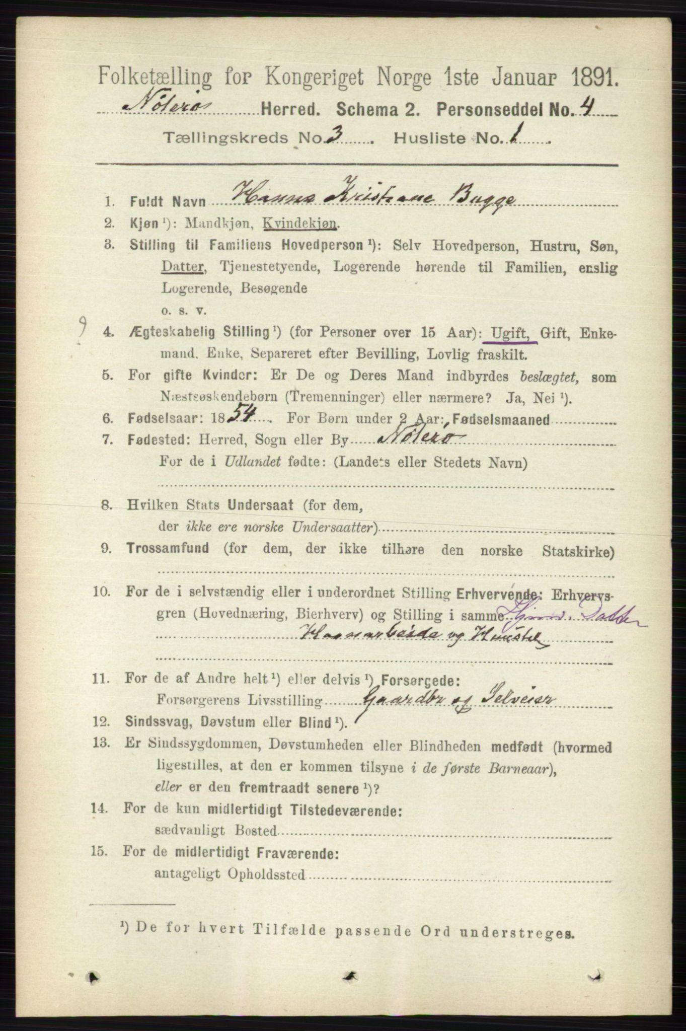 RA, 1891 census for 0722 Nøtterøy, 1891, p. 1545