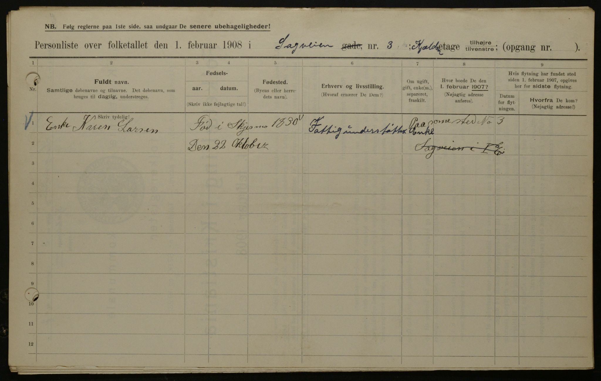 OBA, Municipal Census 1908 for Kristiania, 1908, p. 77893