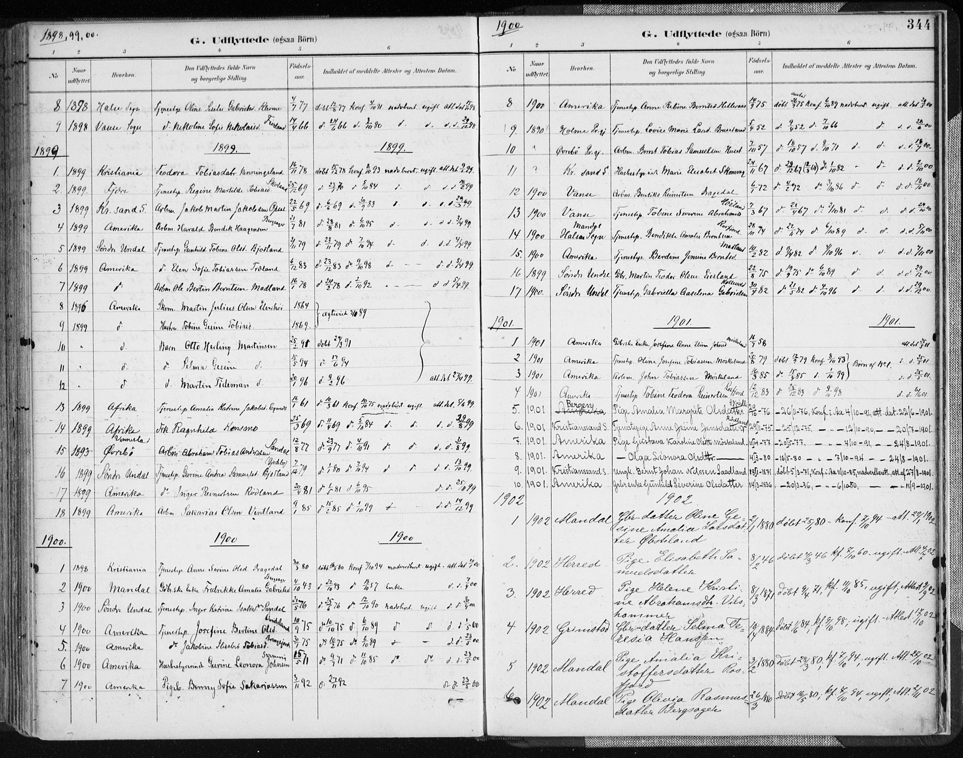 Lyngdal sokneprestkontor, AV/SAK-1111-0029/F/Fa/Fac/L0012: Parish register (official) no. A 12, 1894-1918, p. 344