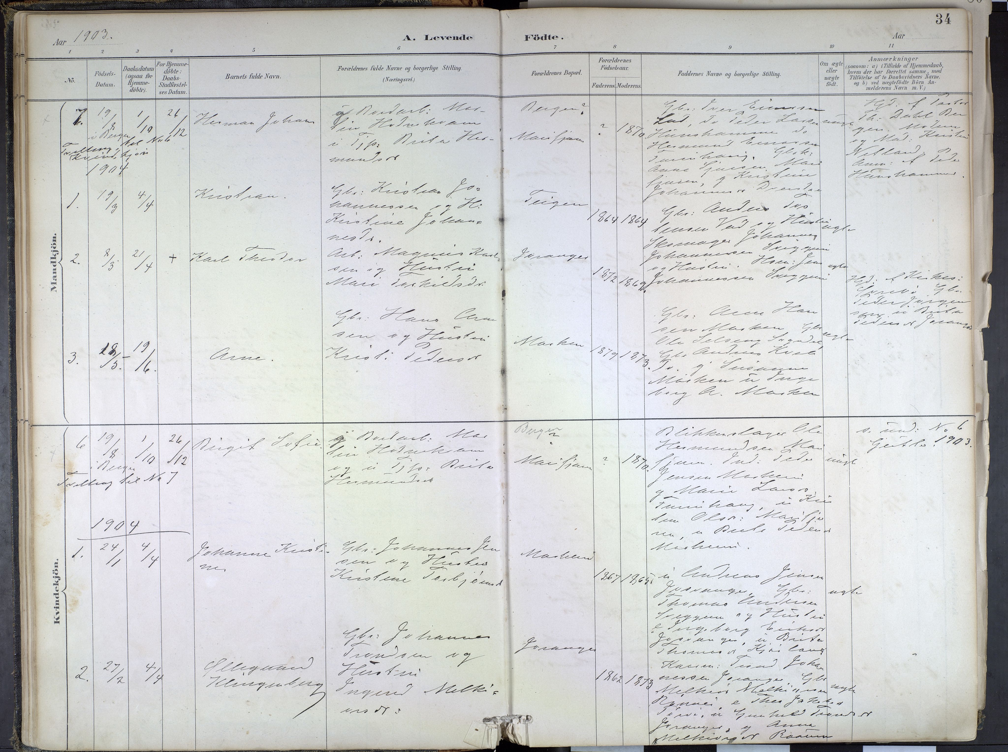 Hafslo sokneprestembete, SAB/A-80301/H/Haa/Haae/L0001: Parish register (official) no. E 1, 1886-1934, p. 34