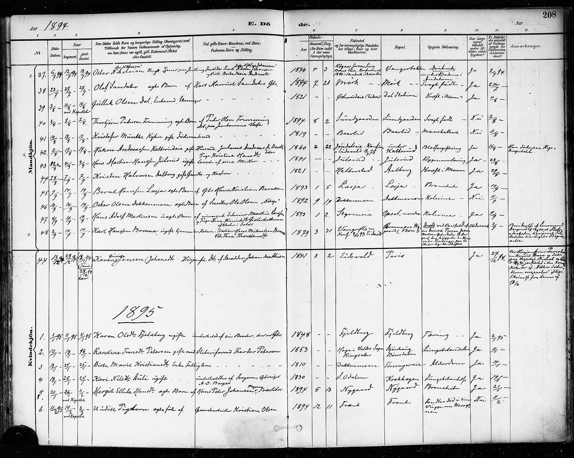 Eidsvoll prestekontor Kirkebøker, SAO/A-10888/F/Fa/L0004: Parish register (official) no. I 4, 1891-1900, p. 208