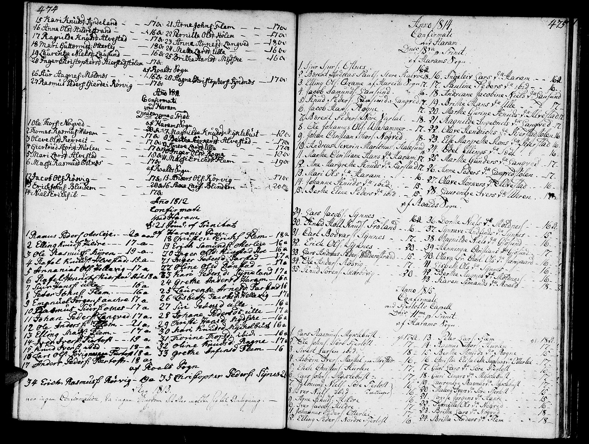 Ministerialprotokoller, klokkerbøker og fødselsregistre - Møre og Romsdal, SAT/A-1454/536/L0494: Parish register (official) no. 536A03, 1803-1836, p. 474-475