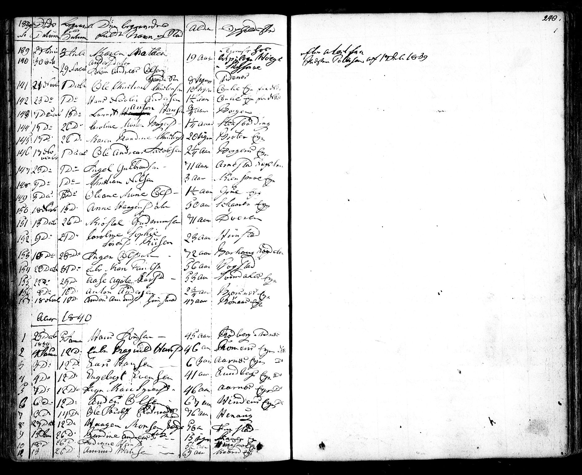 Nes prestekontor Kirkebøker, AV/SAO-A-10410/F/Fa/L0006: Parish register (official) no. I 6, 1833-1845, p. 240