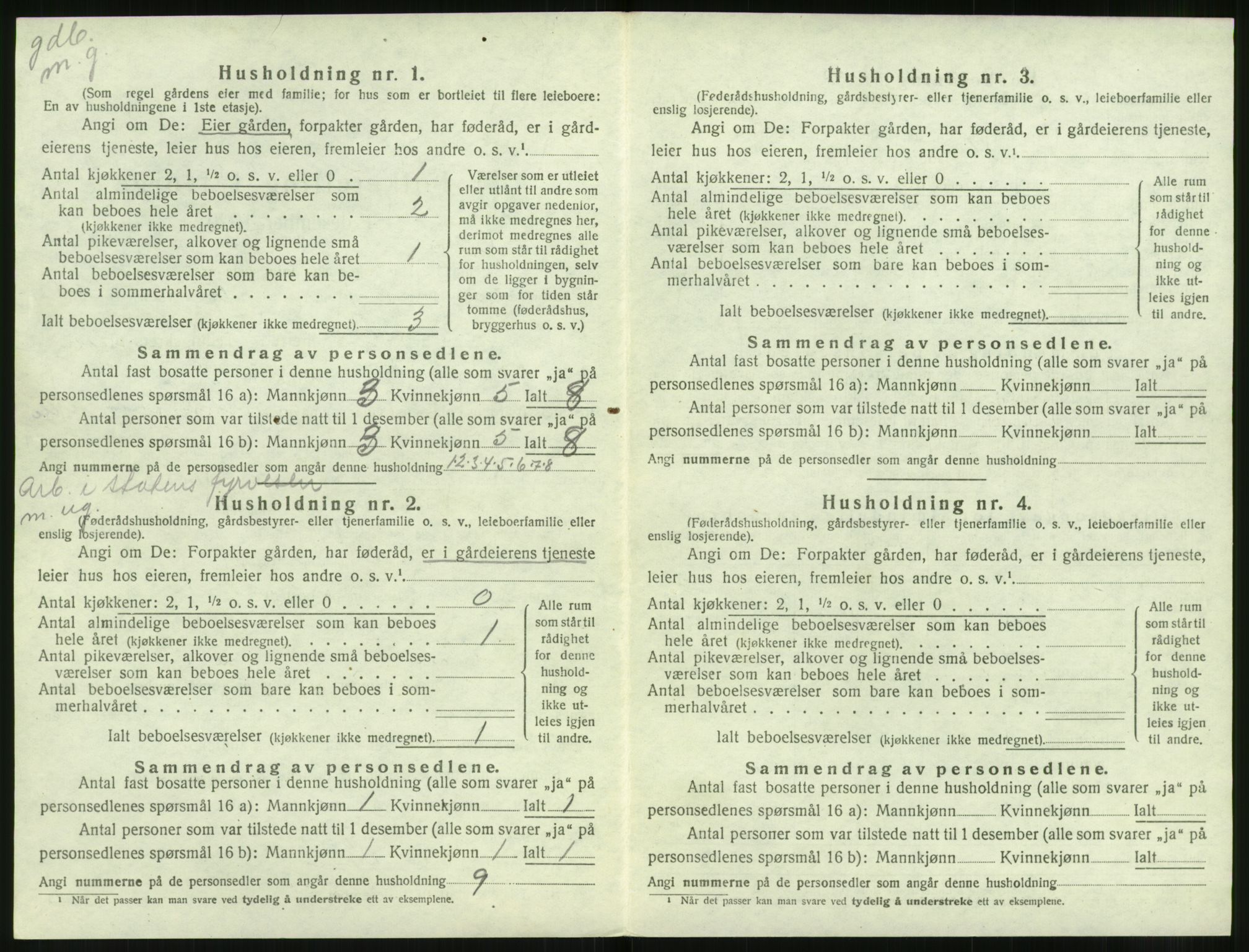 SAT, 1920 census for Volda, 1920, p. 1463