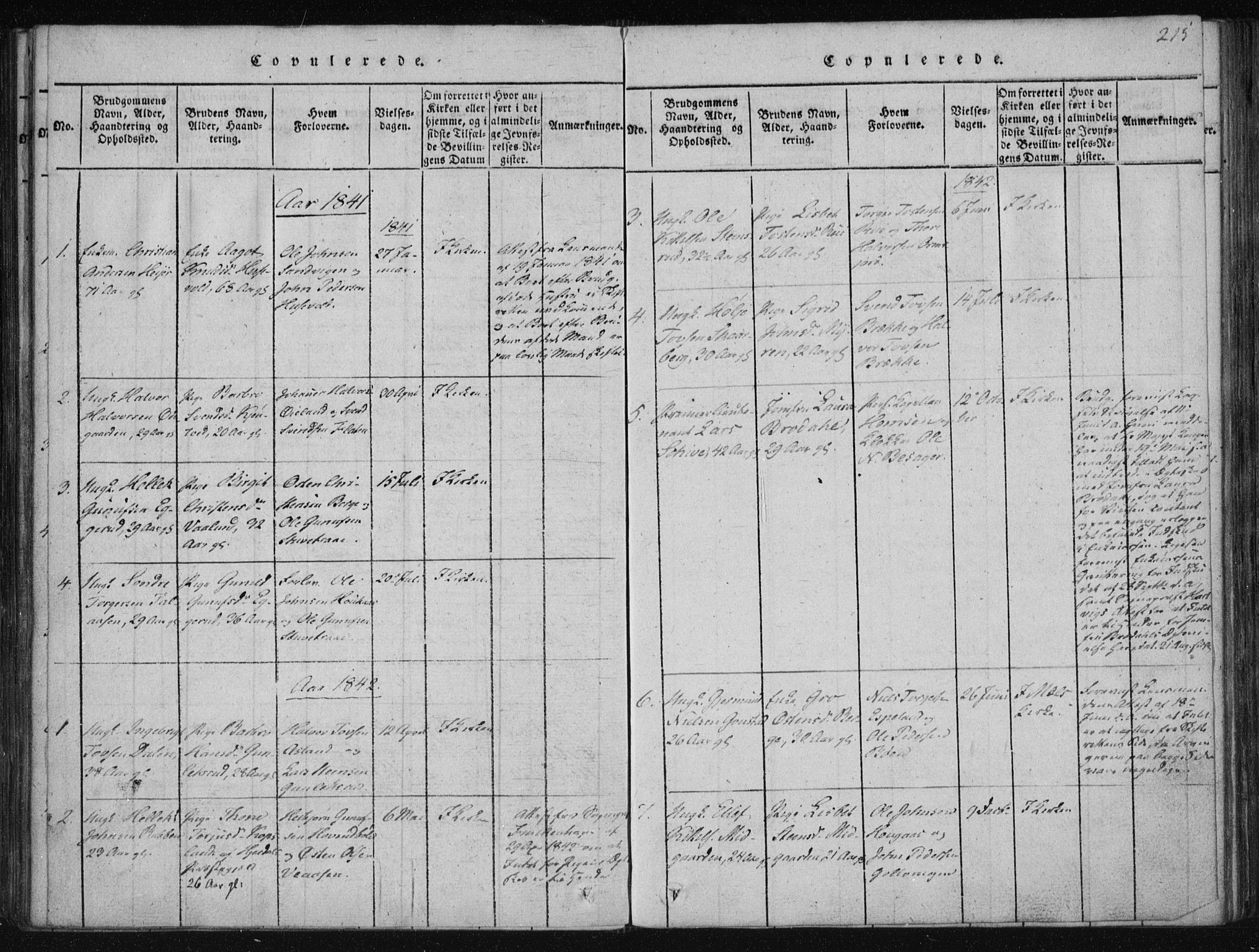 Tinn kirkebøker, SAKO/A-308/F/Fa/L0004: Parish register (official) no. I 4, 1815-1843, p. 214b-215a