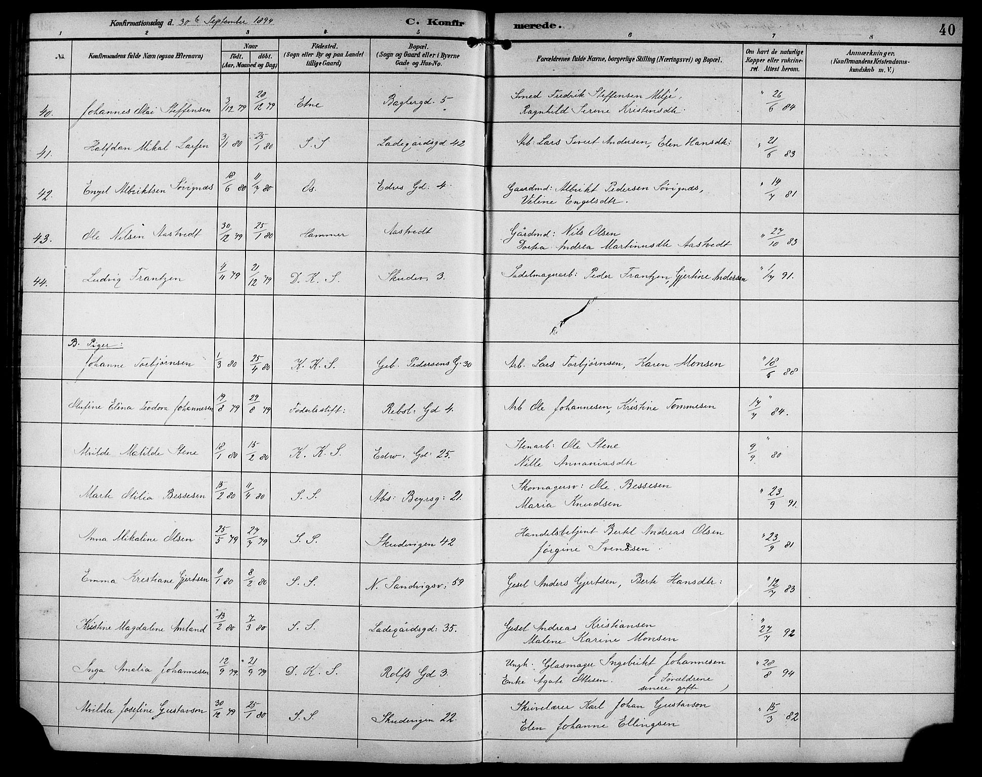 Sandviken Sokneprestembete, AV/SAB-A-77601/H/Hb/L0003: Parish register (copy) no. A 4, 1892-1901, p. 40