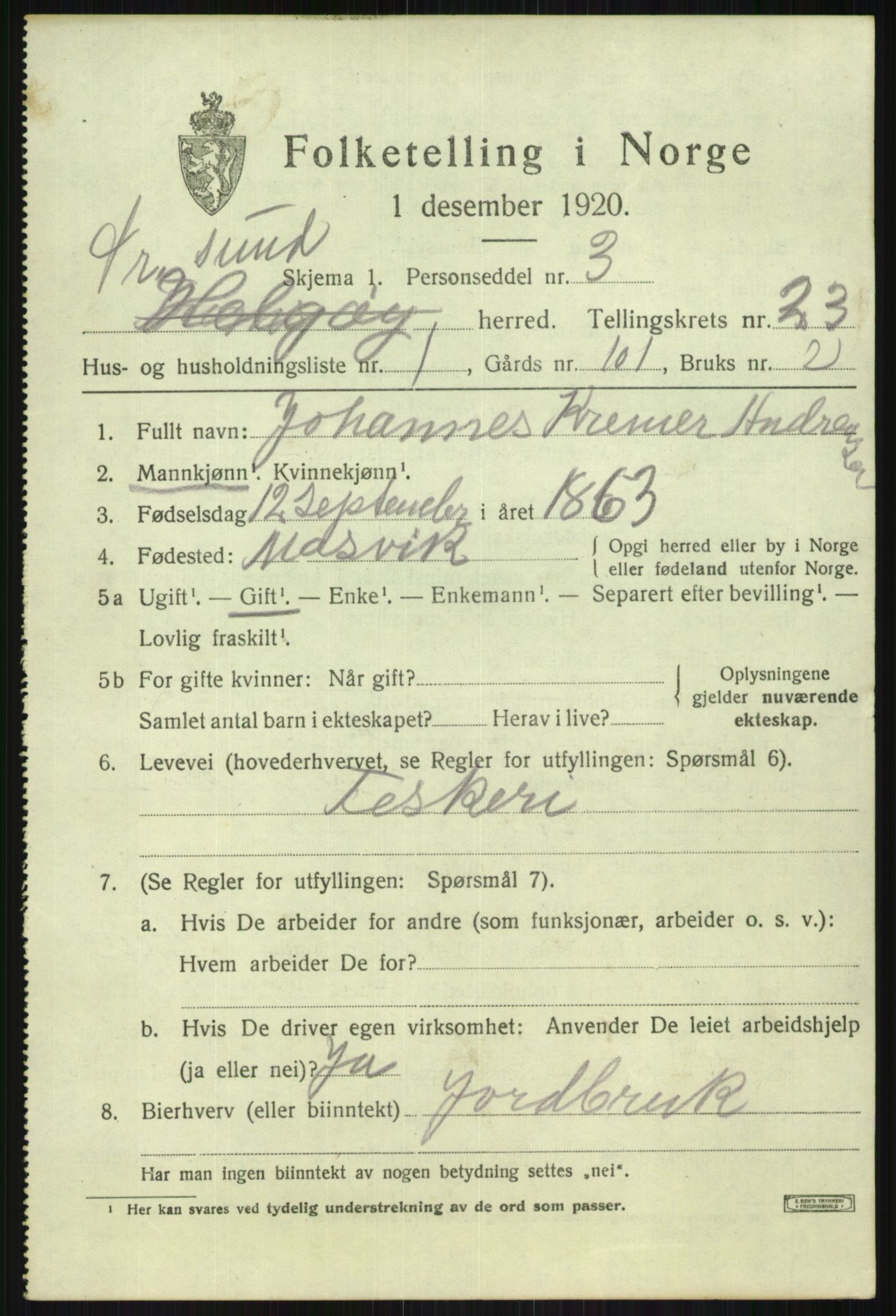 SATØ, 1920 census for Tromsøysund, 1920, p. 11620